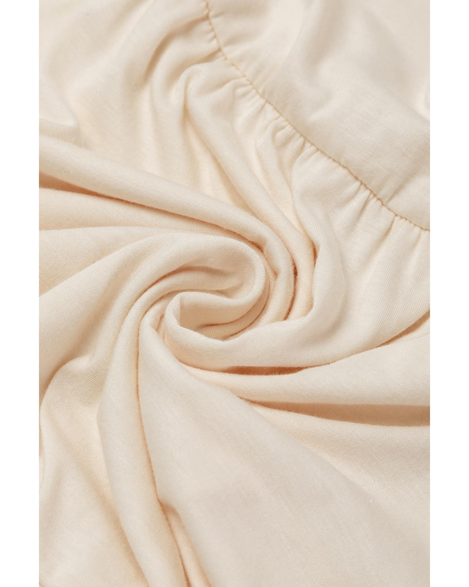 Beige Embellished Puff Sleeve Tiered A-line Dress - L