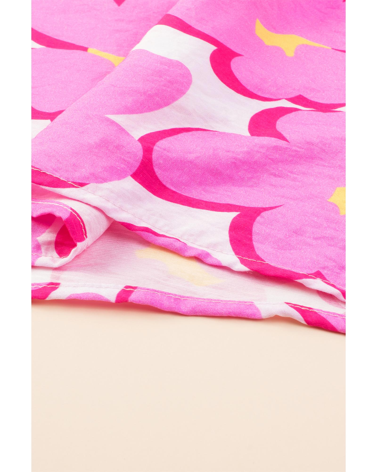 Rose Floral Print Square Neck Empire Waist Flowy Dress - S