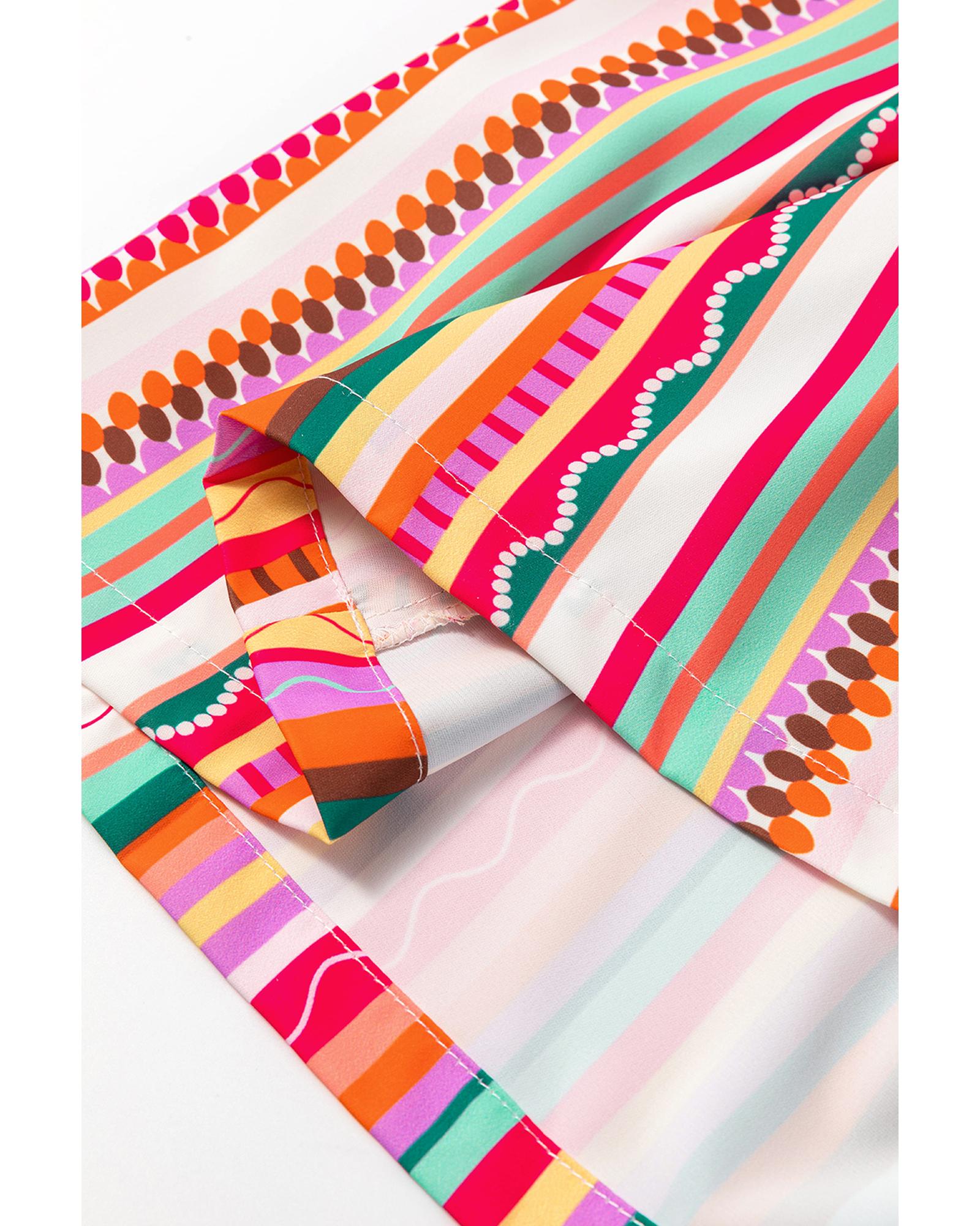 Multicolour Striped Thin Straps Smocked Back Boho Maxi Dress - L