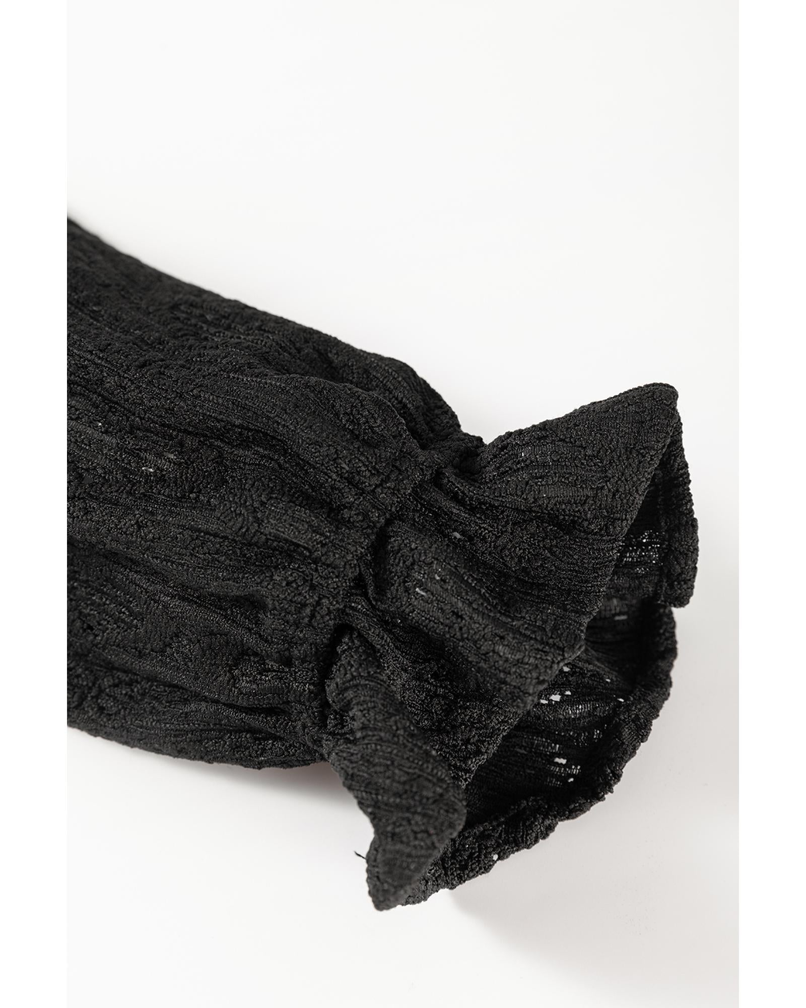 Black Lace Crochet Buttoned Square Neck Shift Mini Dress - XL