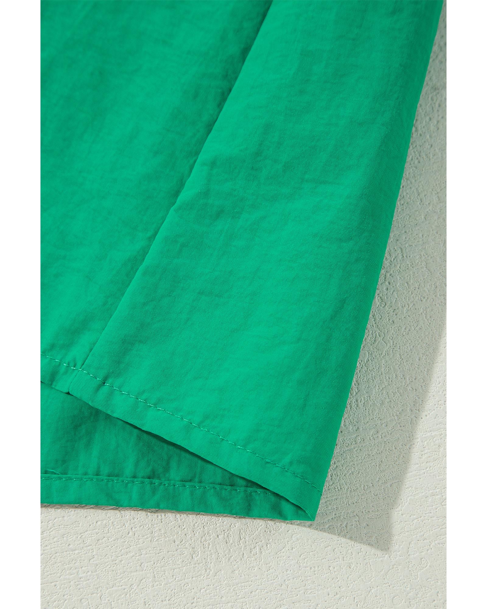 Bright Green Embroidered Ruffled Trim 3/4 Sleeve V Neck Mini Dress - XL