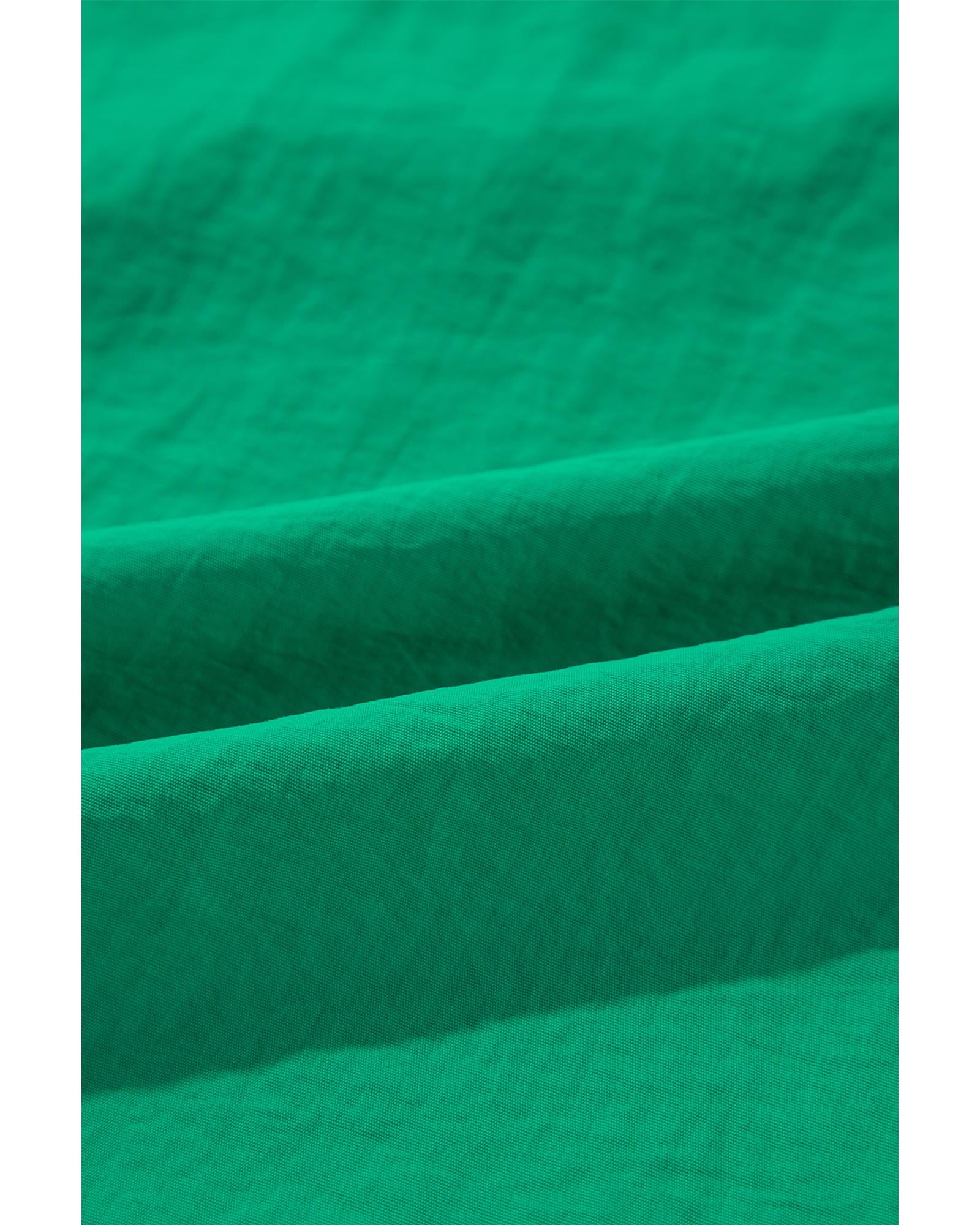 Bright Green Embroidered Ruffled Trim 3/4 Sleeve V Neck Mini Dress - XL