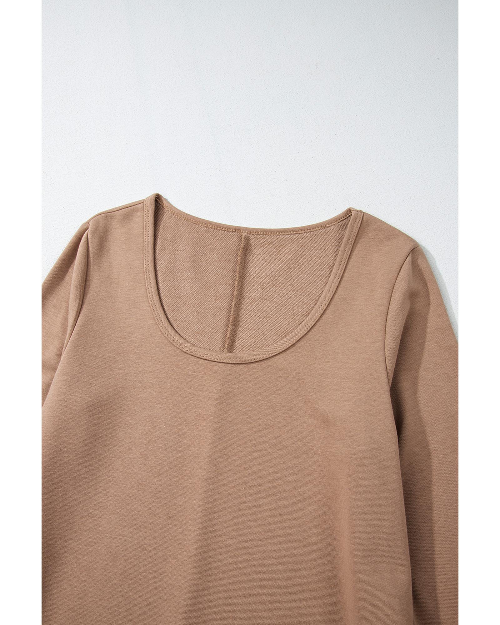 Goat Scoop Neck Tiered Ruffled Hem Long Sleeve Mini Dress - L