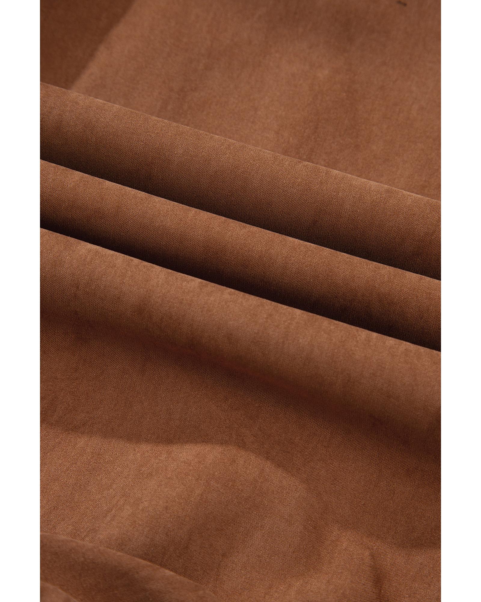 Chestnut Floral Lace Crochet Tiered Ruffled Mini Dress - S