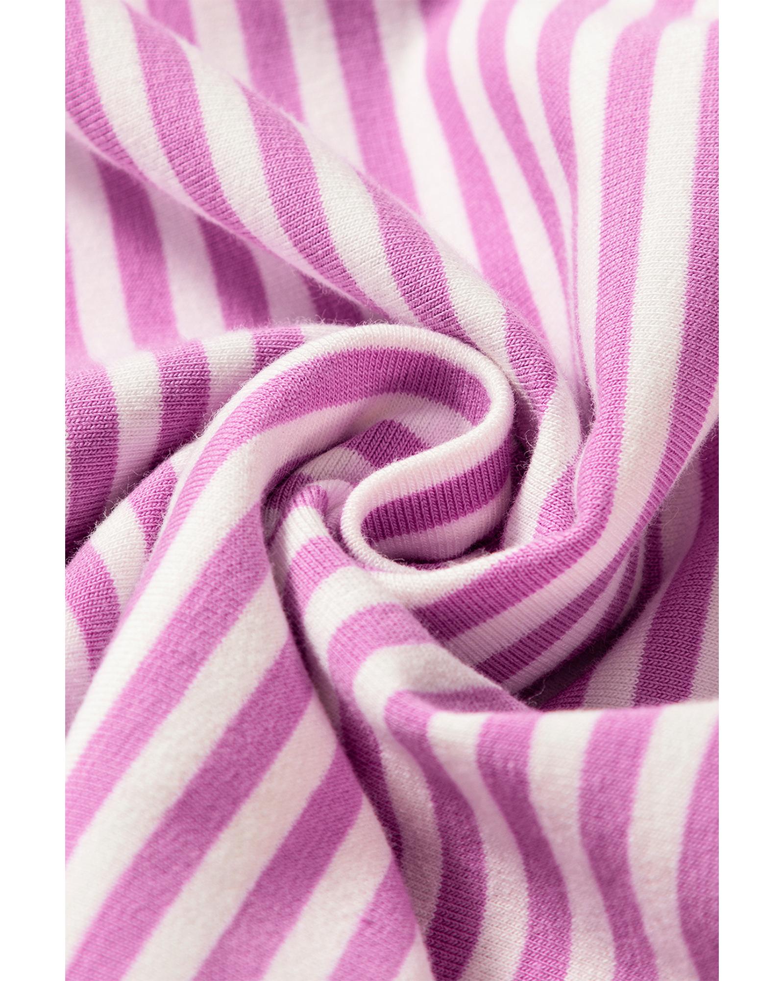 Phalaenopsis Striped Patchwork Three Quarters Sleeve Loose Mini Dress - XL