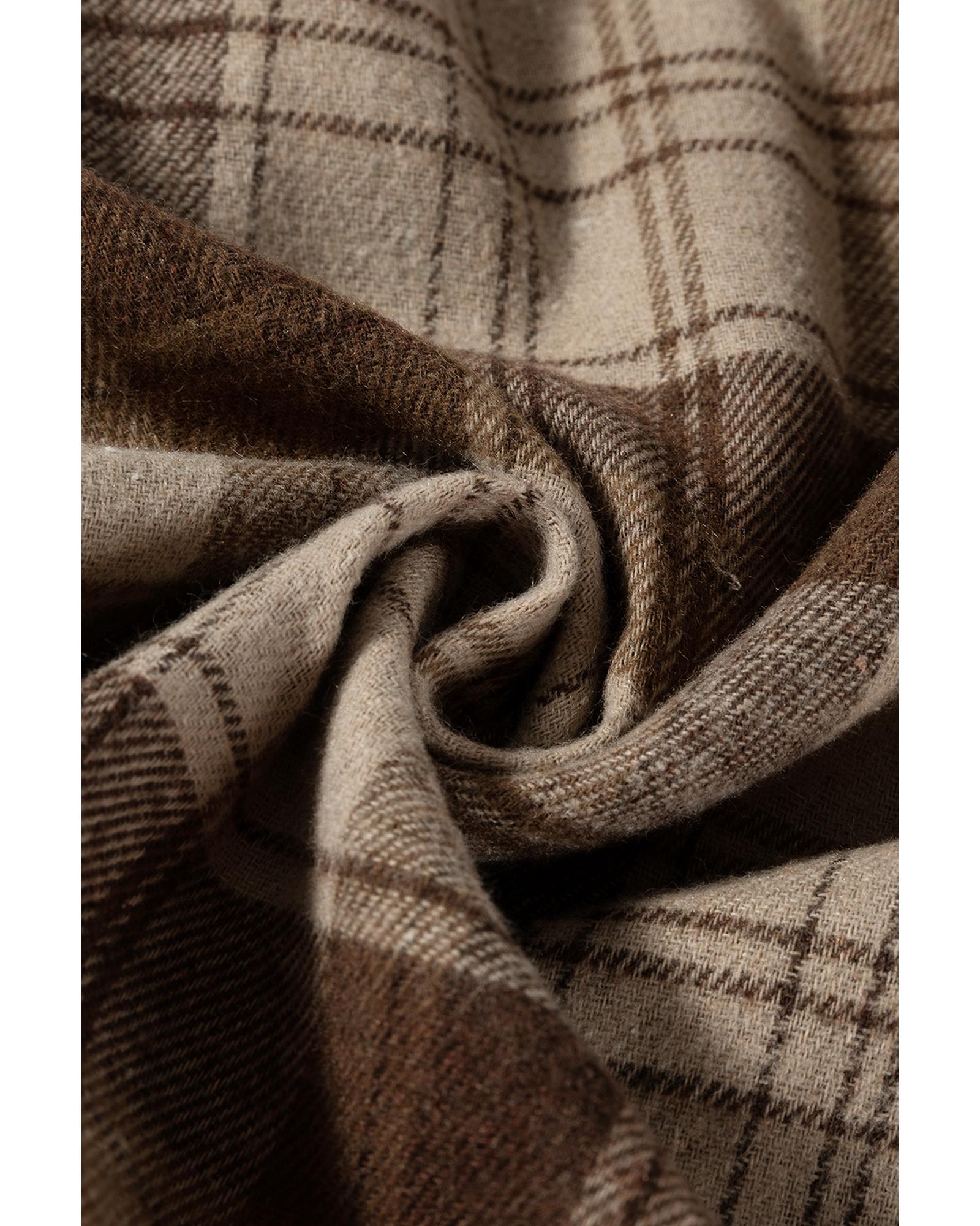 Beige Plaid Patchwork High Waist Sweatshirt Mini Dress - XL