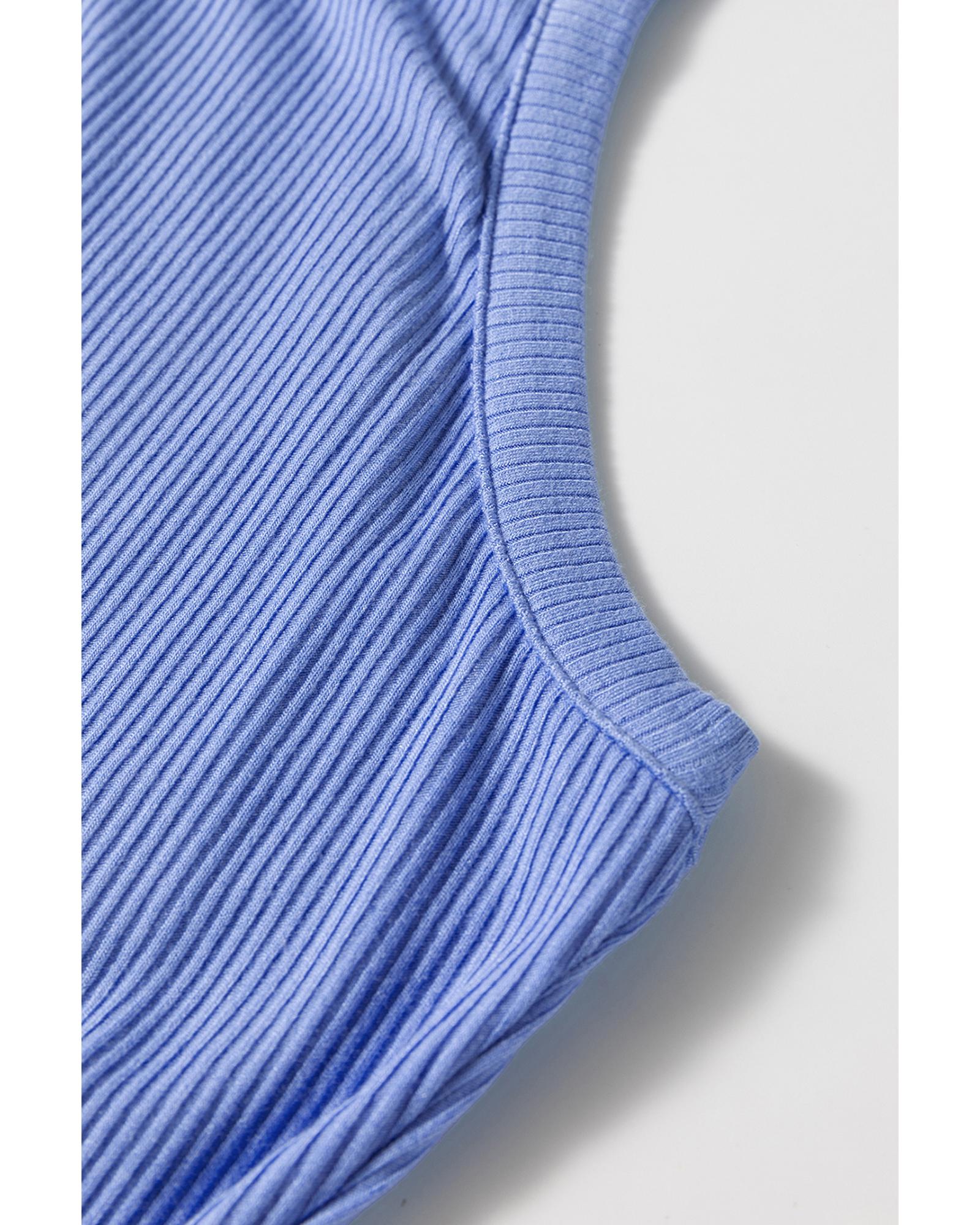 Myosotis Ribbed Vest Patchwork Tiered Midi Dress with Pockets - XL