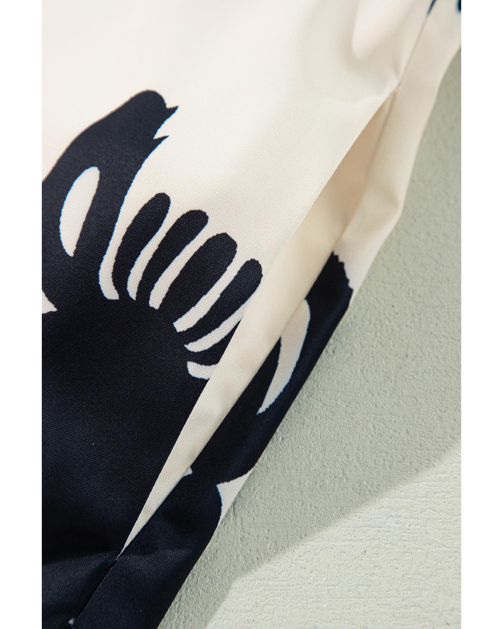 Apricot Western Print Ruffled Short Sleeve Loose Dress - L