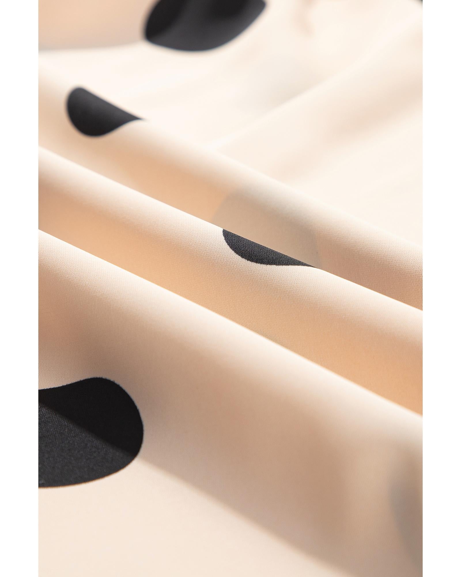 Oatmeal Polka Dot Smocked Fit Flared Sleeveless Long Dress - L