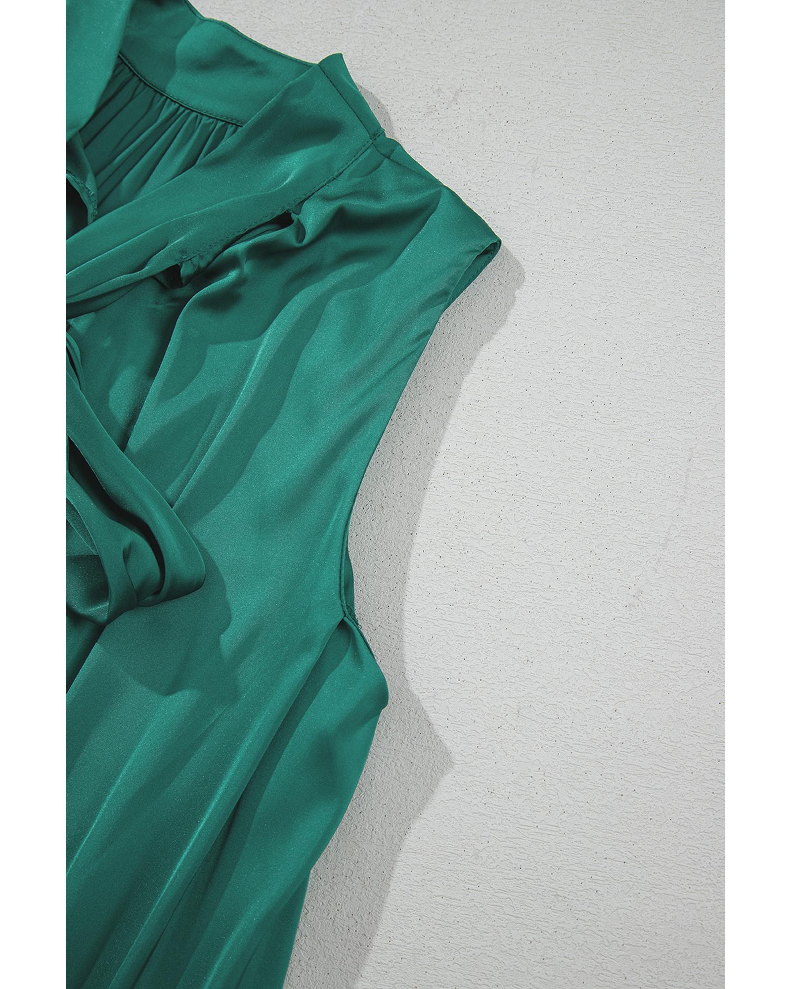 Evergreen Bow Tie Satin Shift Sleeveless Mini Dress - XL
