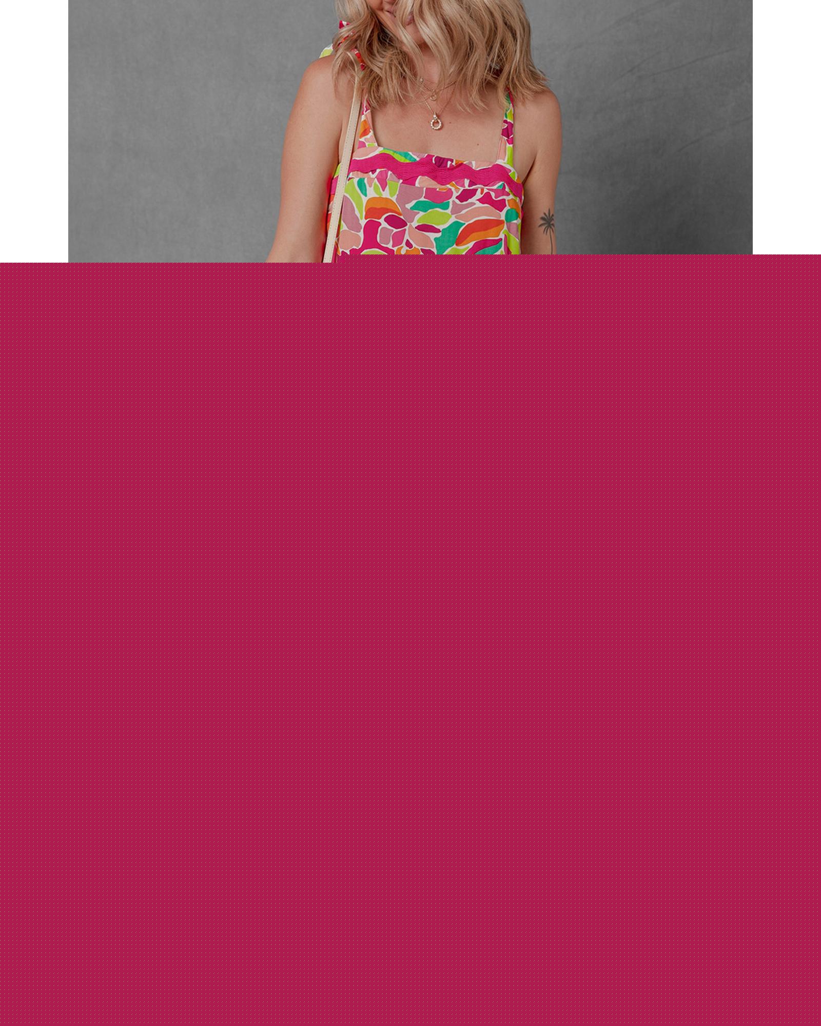 Multicolour Floral Tied Straps Ricrac Trim Maxi Dress - XL