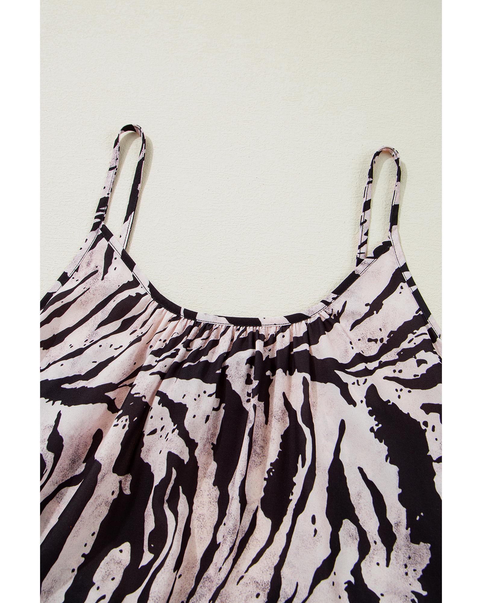 Black Abstract Print Open Back Boho Loose Maxi Sundress - M