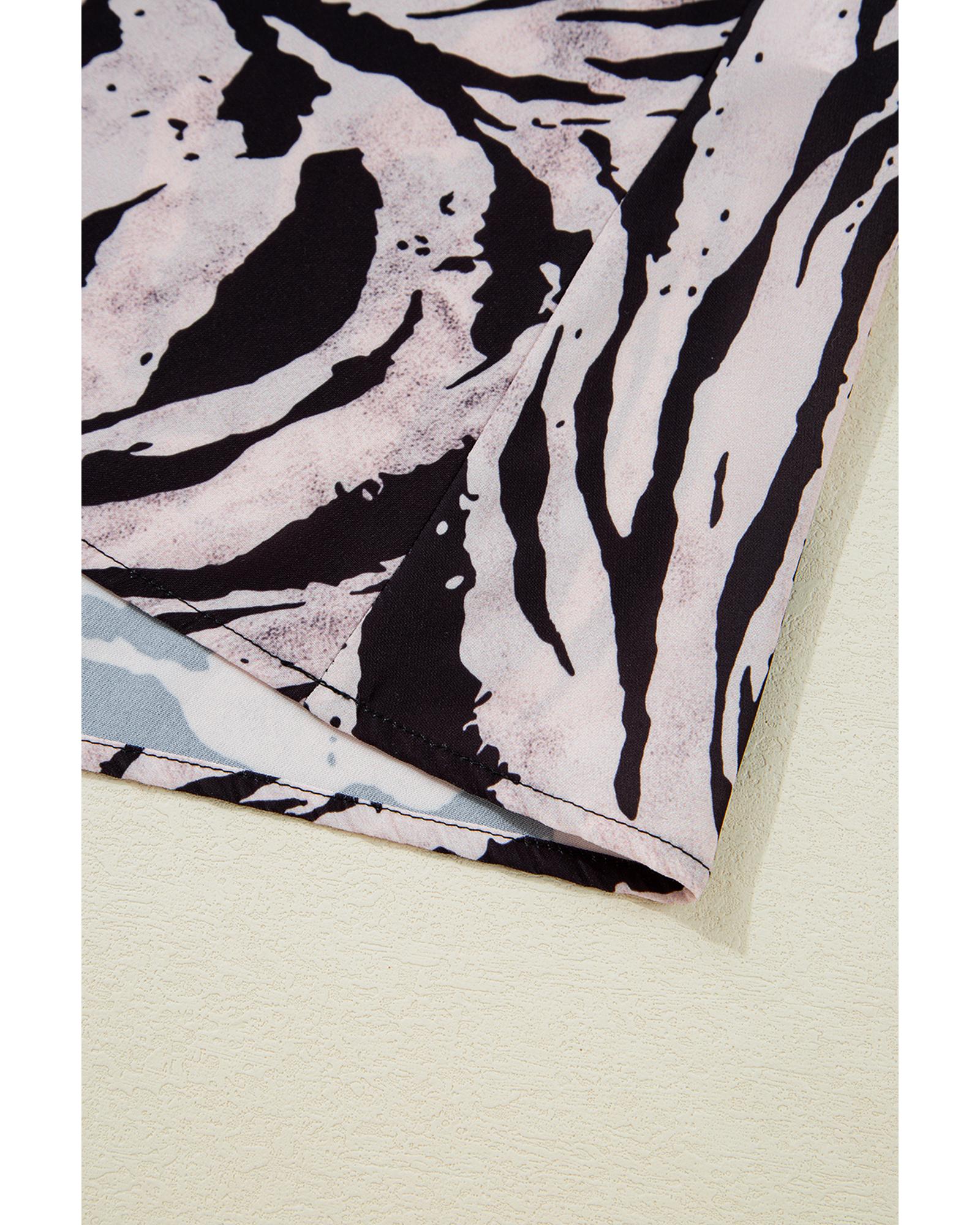 Black Abstract Print Open Back Boho Loose Maxi Sundress - M