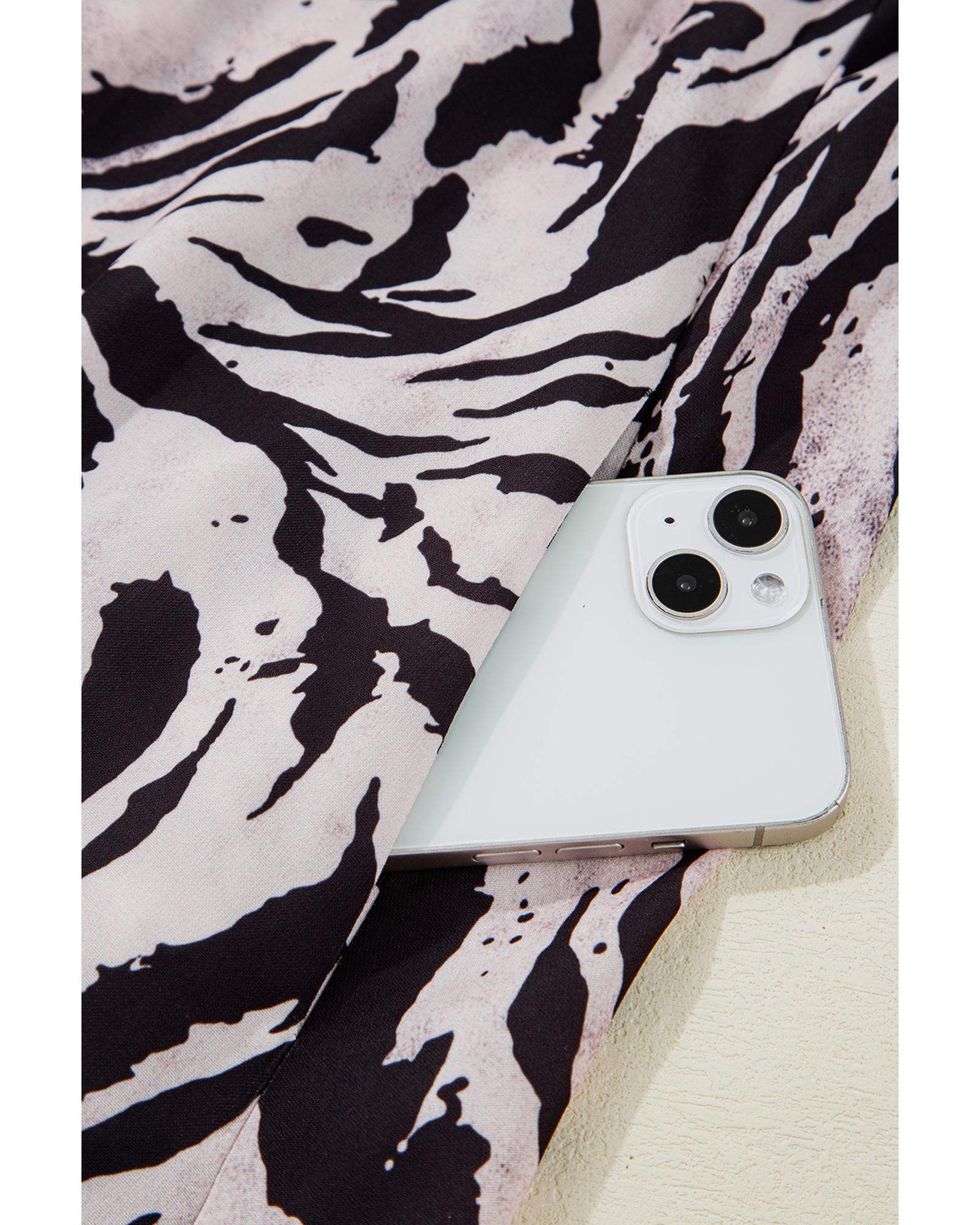 Black Abstract Print Open Back Boho Loose Maxi Sundress - XL