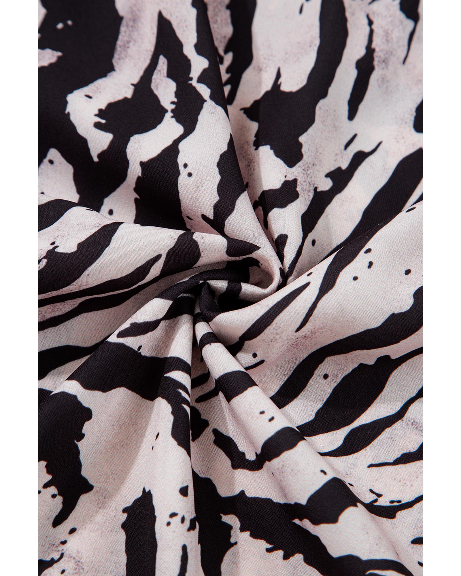 Black Abstract Print Open Back Boho Loose Maxi Sundress - XL