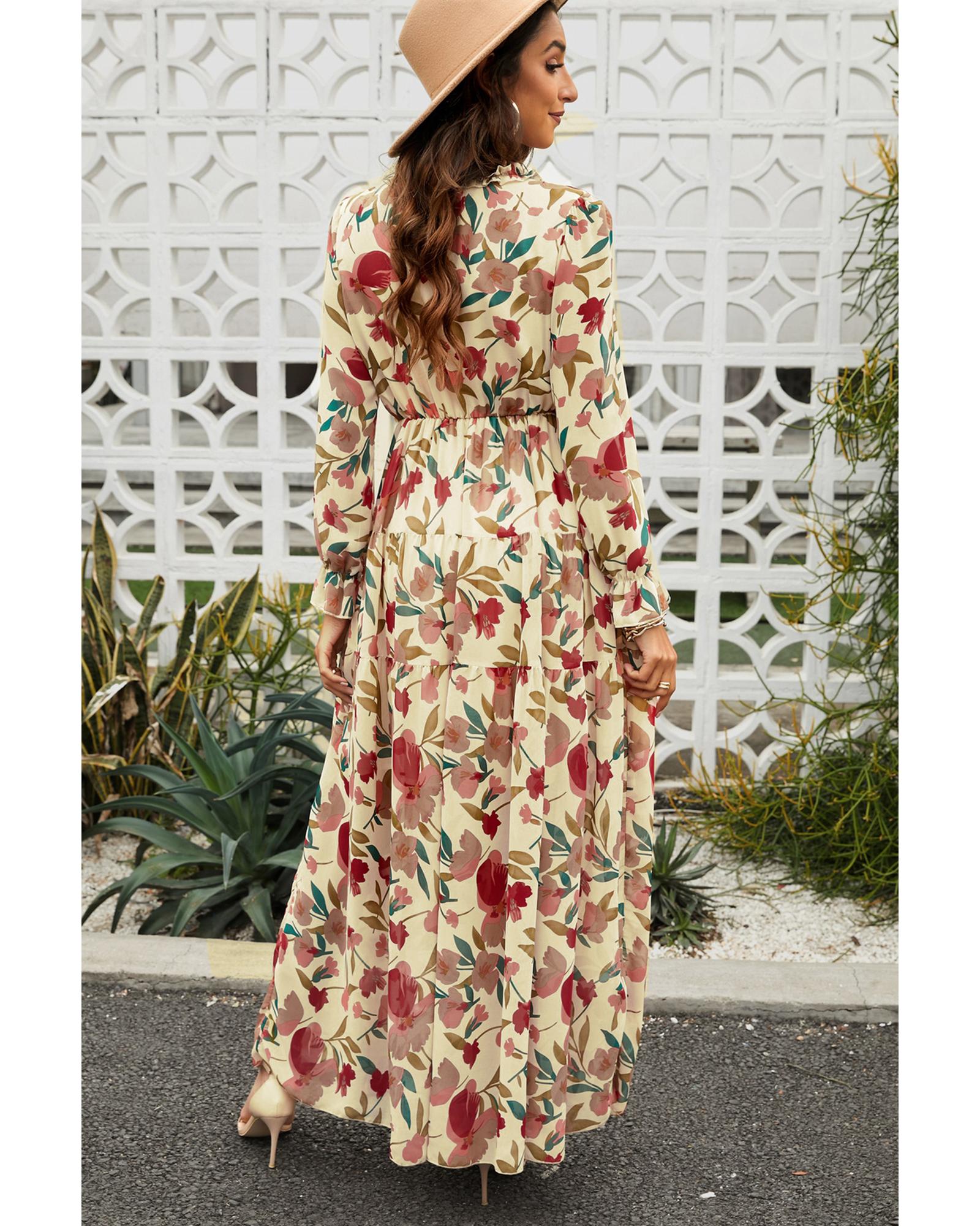 Azura Exchange Ruffle Tiered Maxi Dress - M