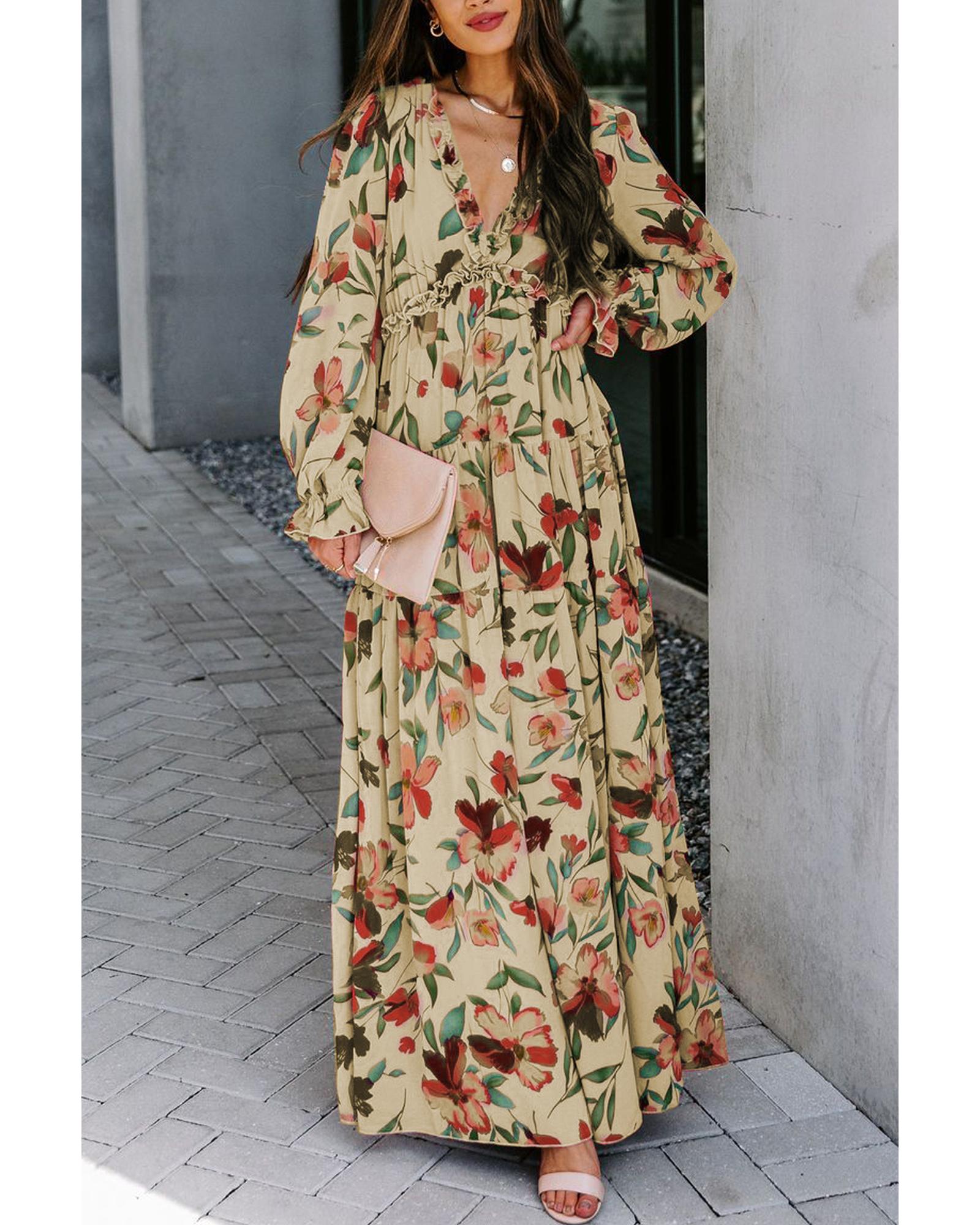 Azura Exchange Ruffle Tiered Maxi Dress - M