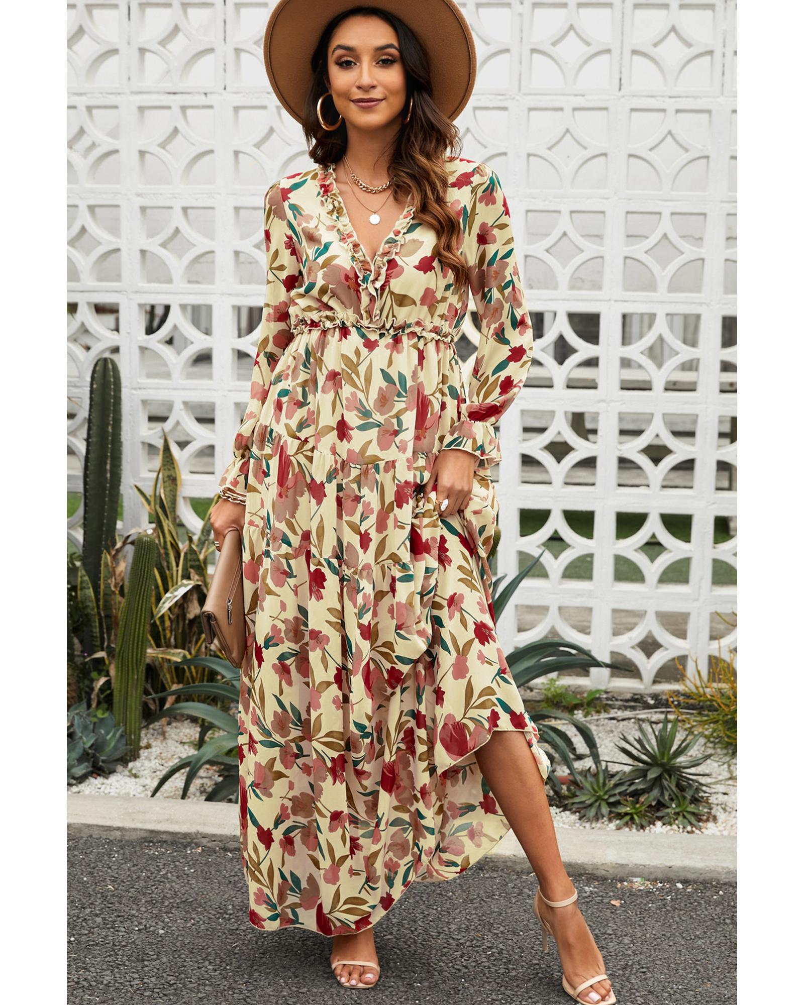 Azura Exchange Ruffle Tiered Maxi Dress - M