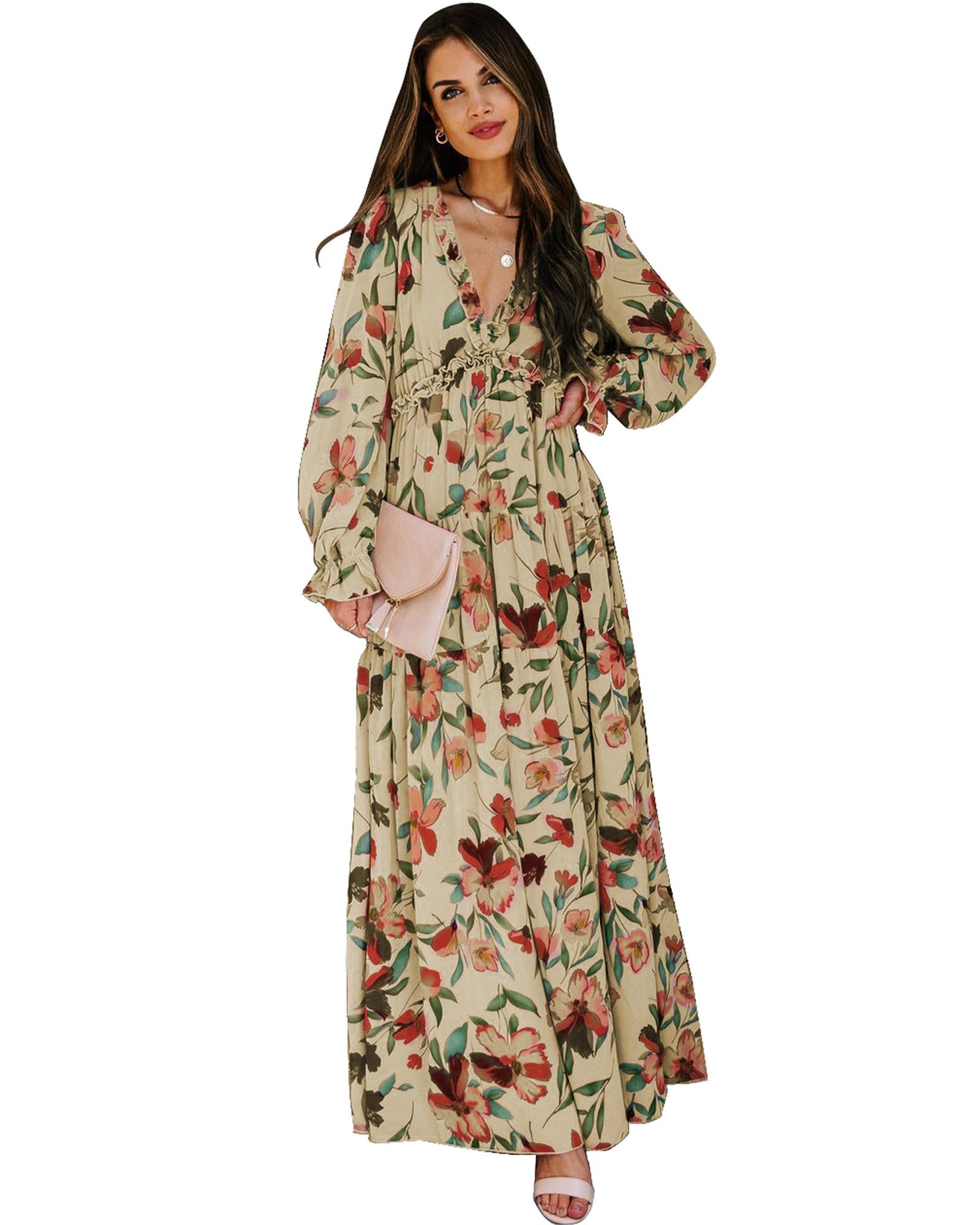 Azura Exchange Ruffle Tiered Maxi Dress - M