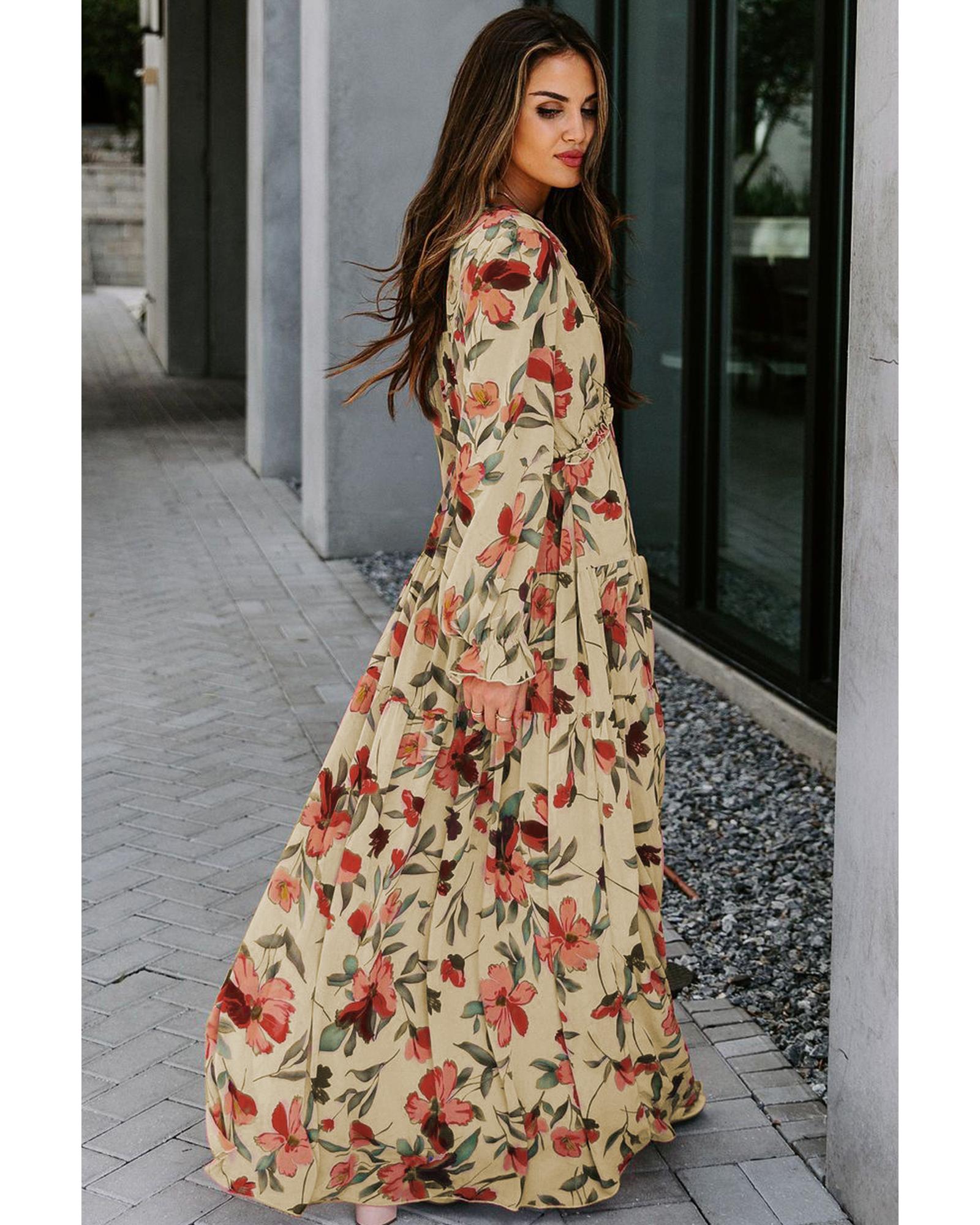 Azura Exchange Ruffle Tiered Maxi Dress - M