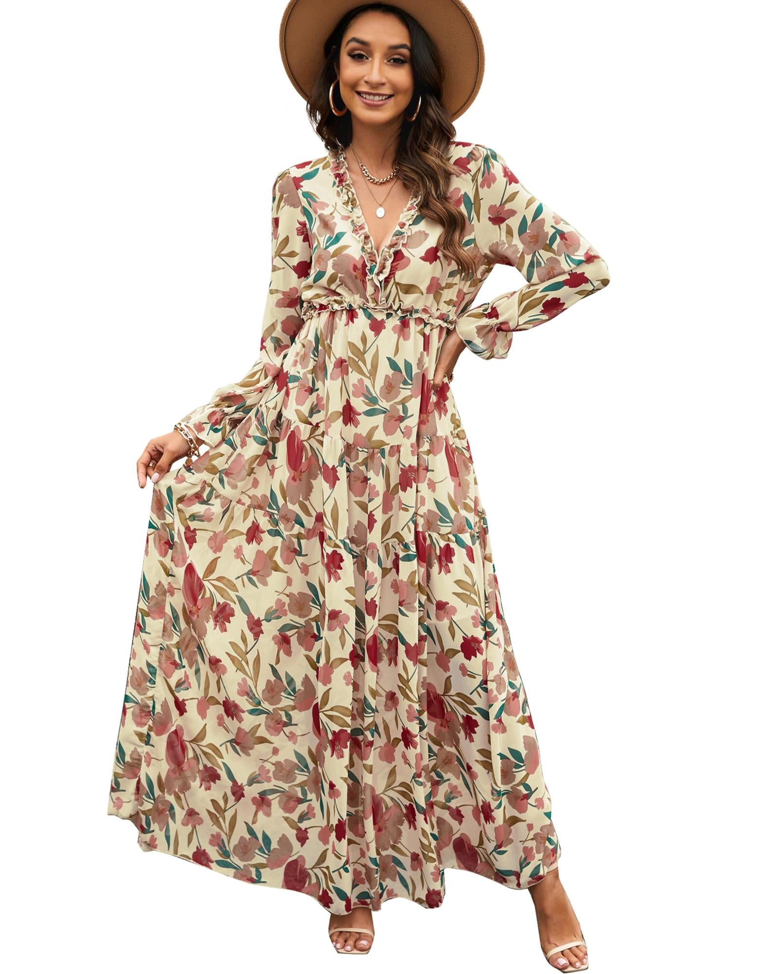 Azura Exchange Ruffle Tiered Maxi Dress - M