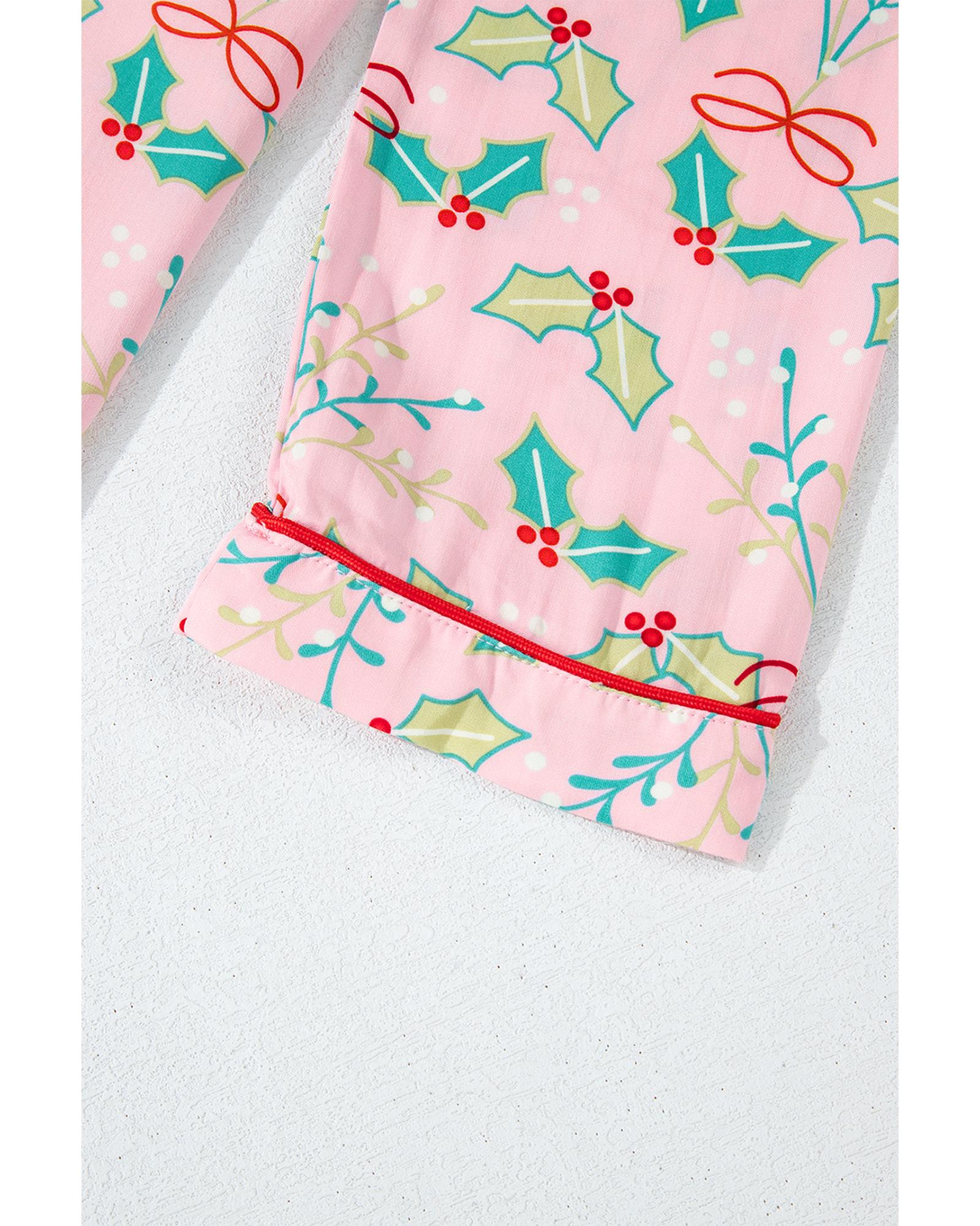 Multicolour Floral Christmas Pajamas Set - S