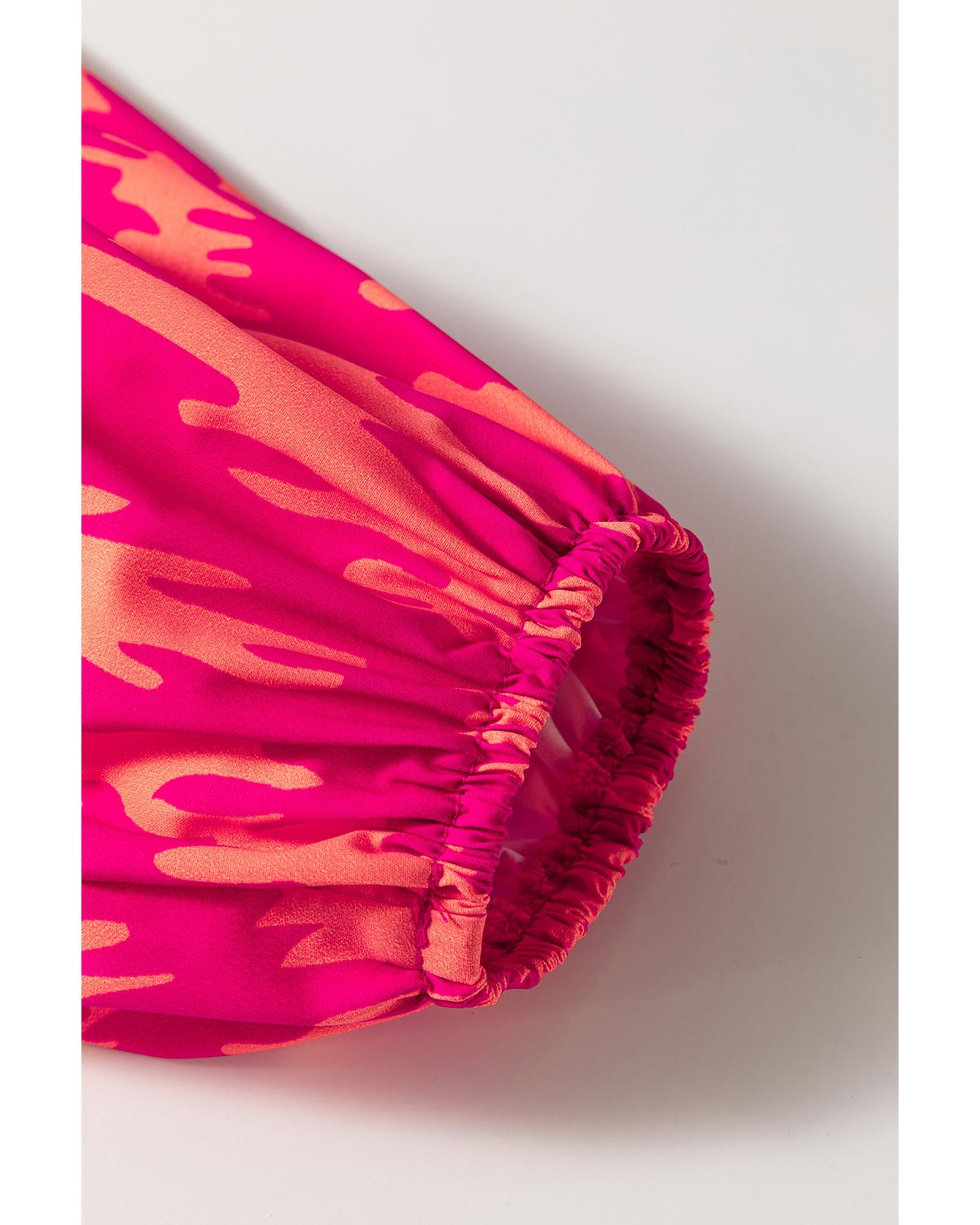 Rose Western Aztec Geometric Print Top and Ruffled Shorts Set - L