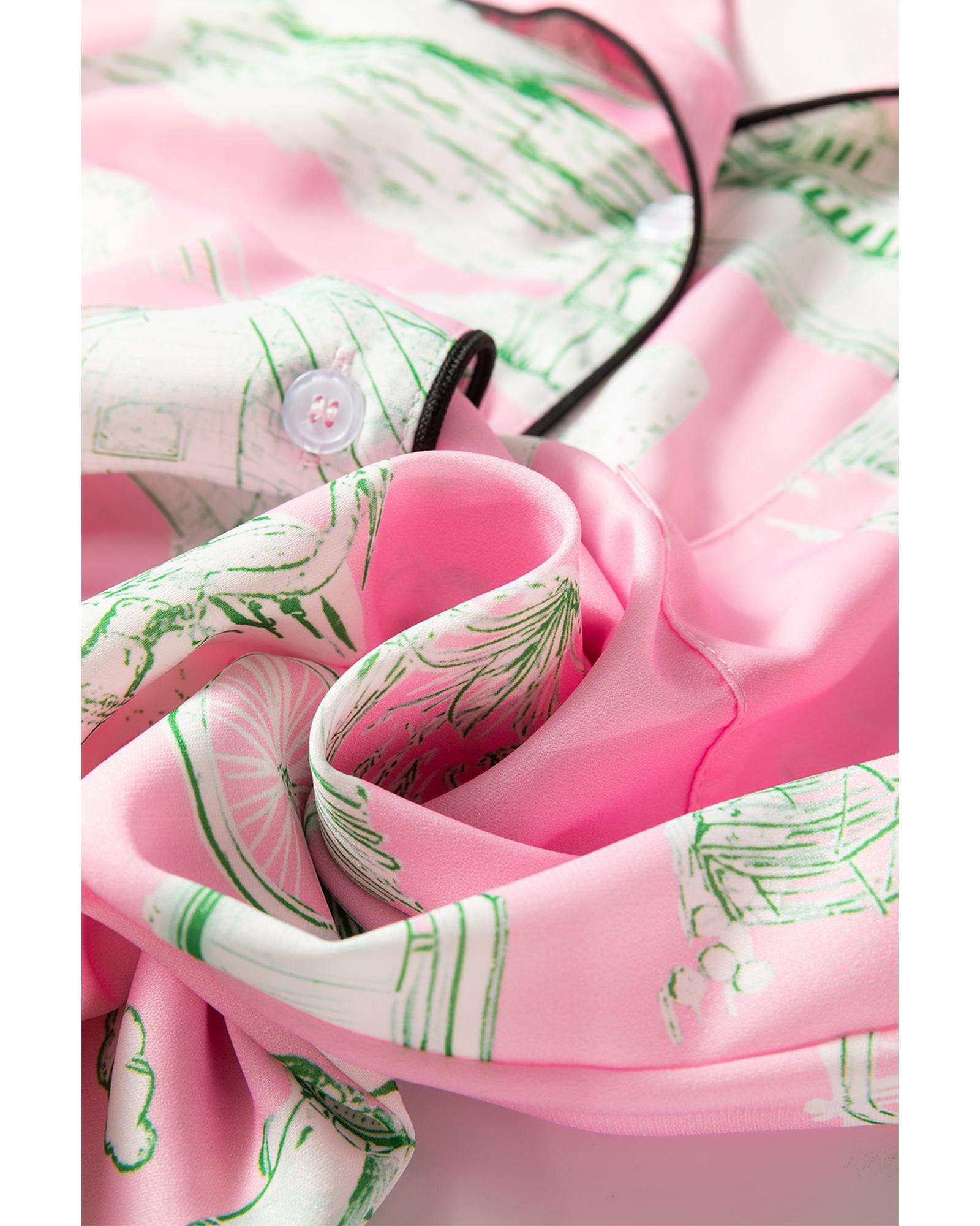 Pink Holiday Resort Short 2pcs Pajama Set - XL