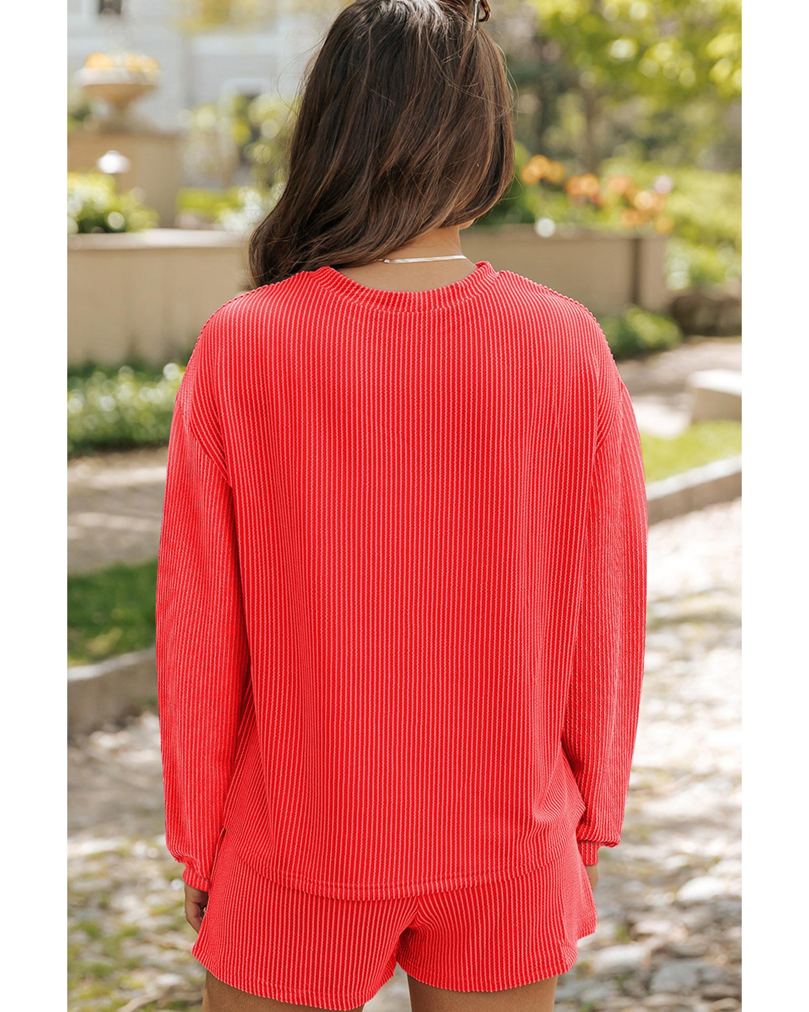 Gold Flame Sequin Christmas Tree Corded Long Sleeve Top ans Shorts Set - XL