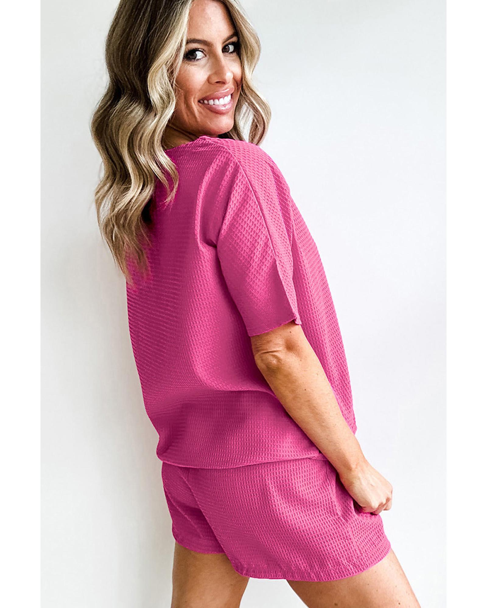 Rose Red Waffle mama Embroidered Tee and Drawstring Shorts - XL