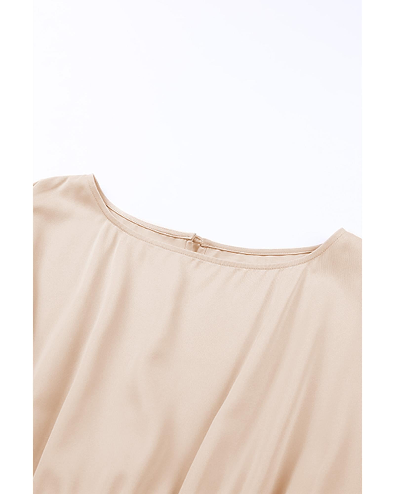 Azura Exchange Khaki Sequin Patchwork Drawstring High Waist Romper - L