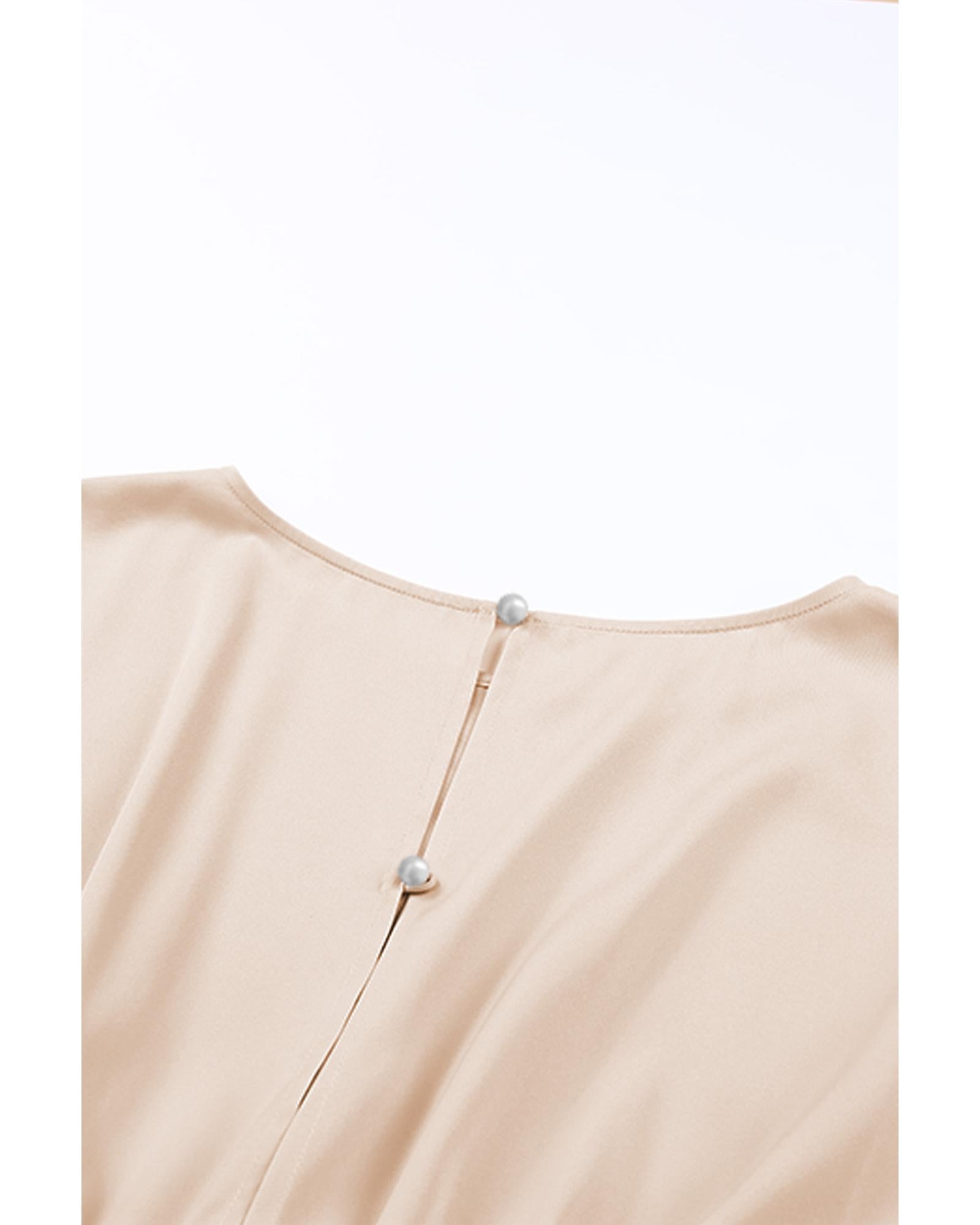 Azura Exchange Khaki Sequin Patchwork Drawstring High Waist Romper - S