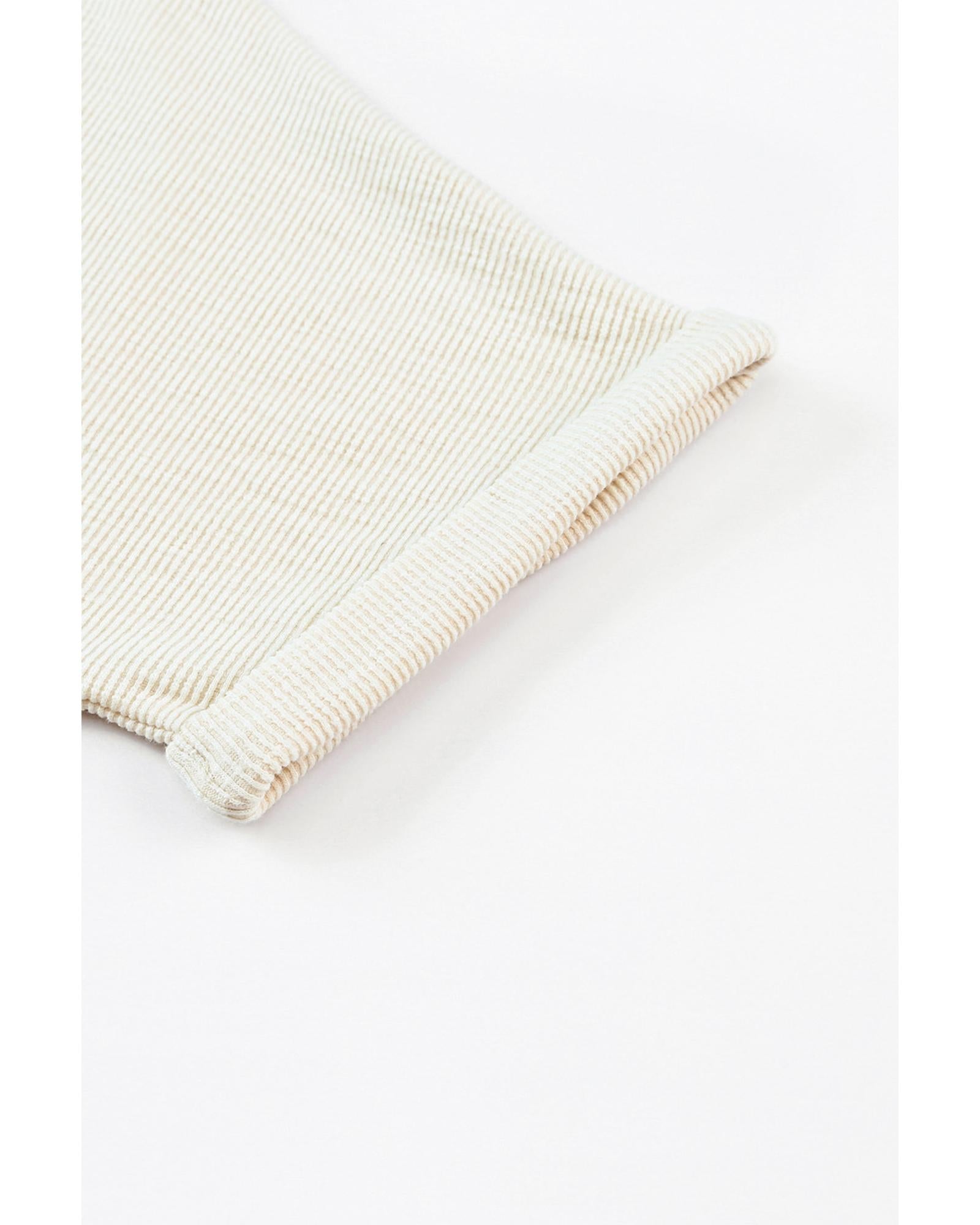 Azura Exchange Beige Ribbed Elastic Waist Romper - XL