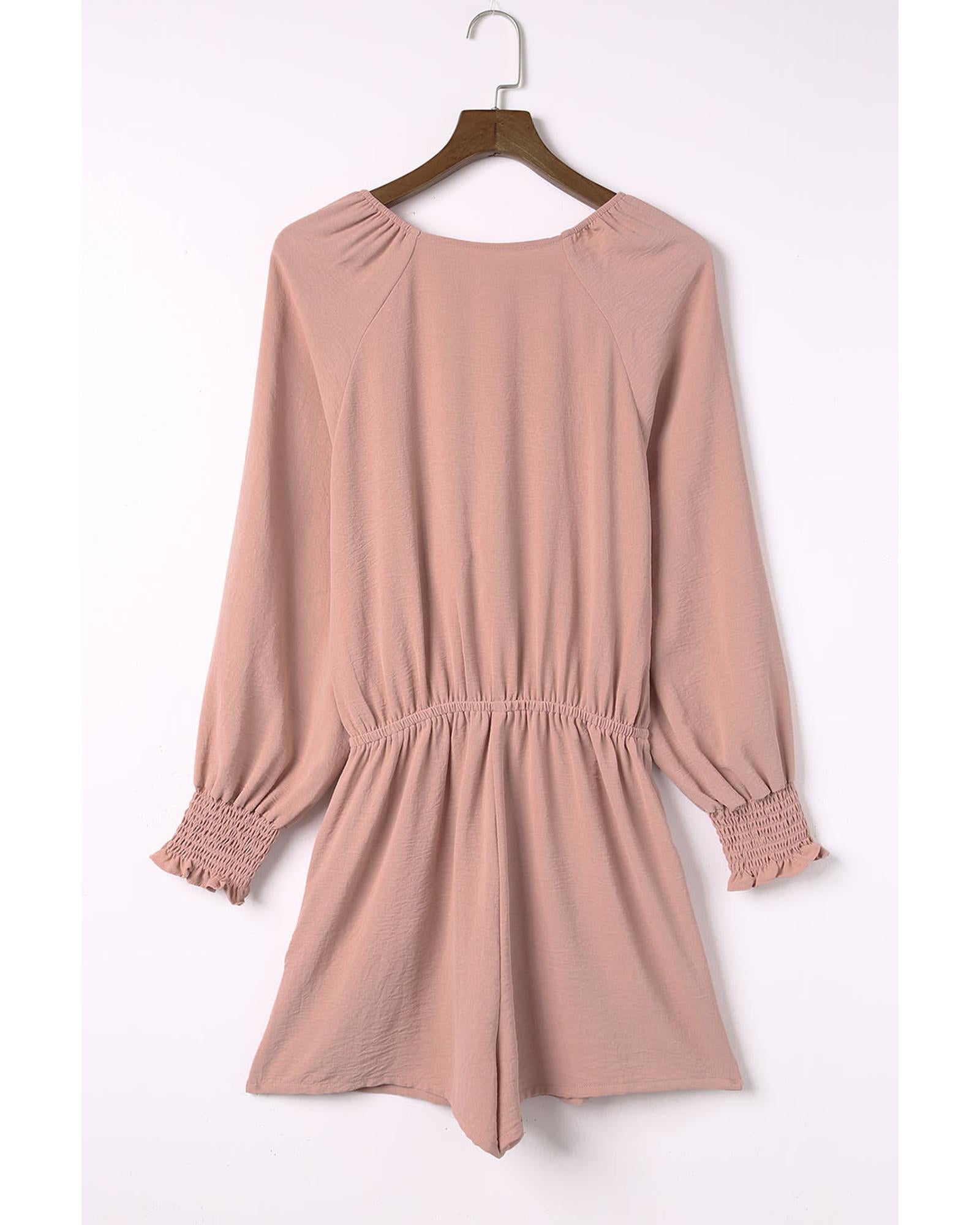 Azura Exchange Tie Knot Puff Long Sleeve Romper - 2XL