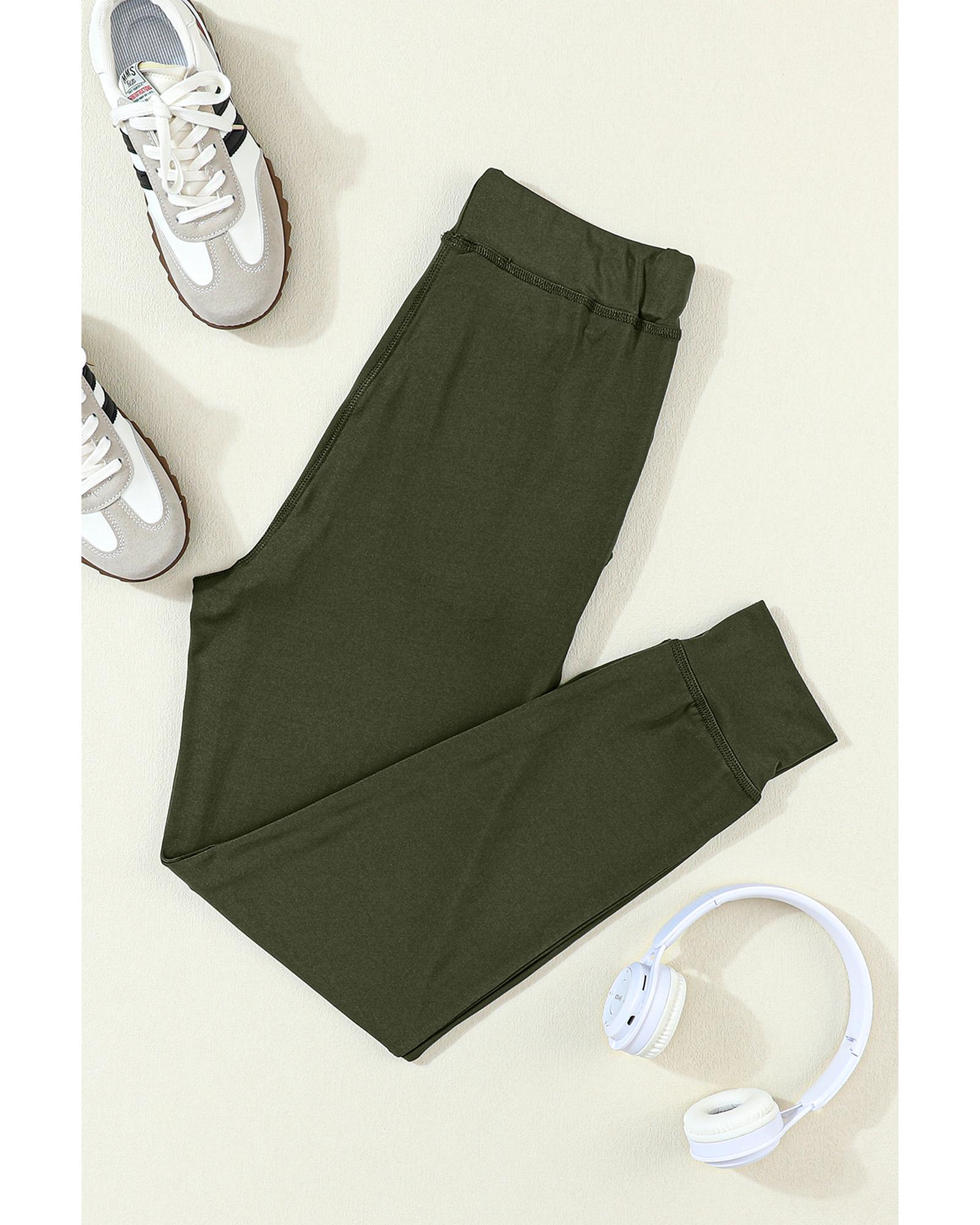 Moss Green Drawstring Waist Pocketed Joggers - XL