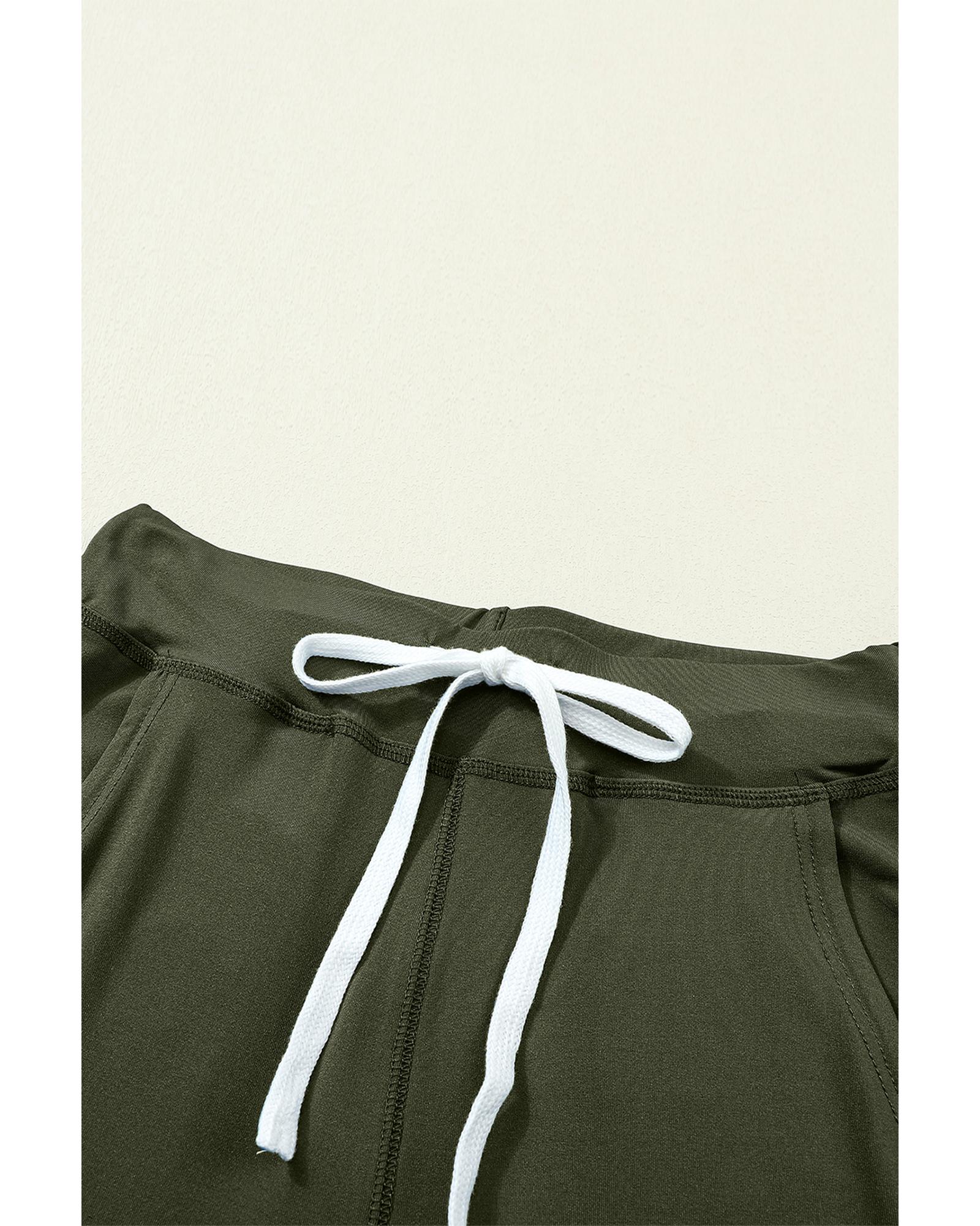 Moss Green Drawstring Waist Pocketed Joggers - XL