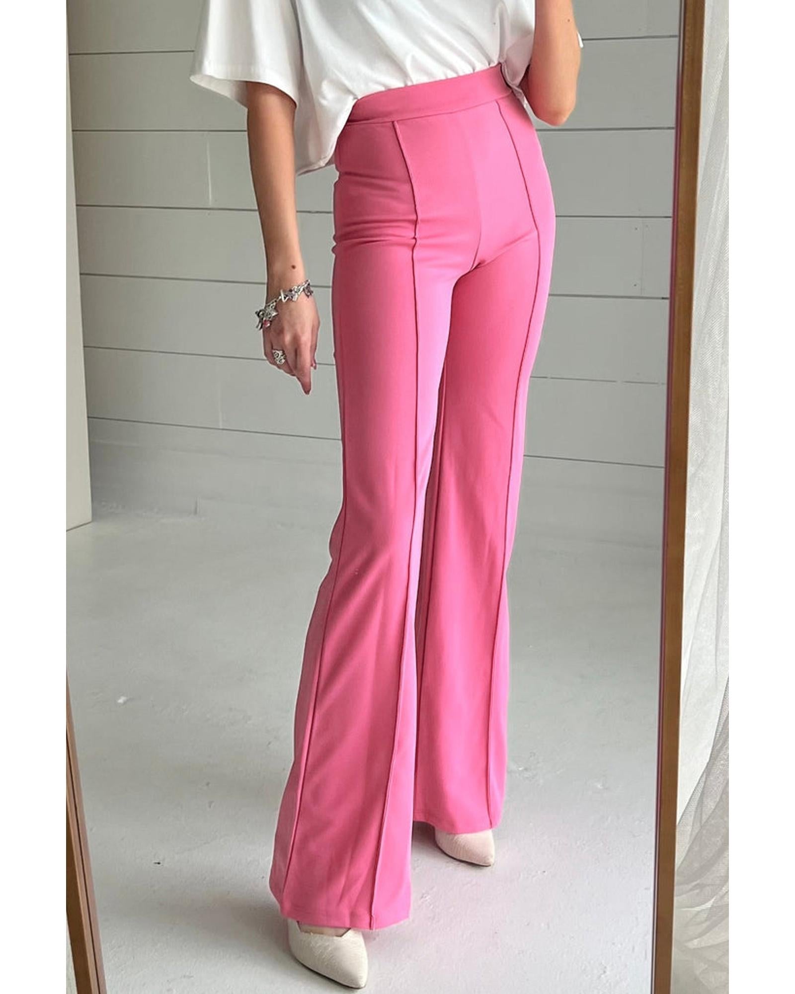 Sachet Pink High Waist Central Seam Flared Pants - XL