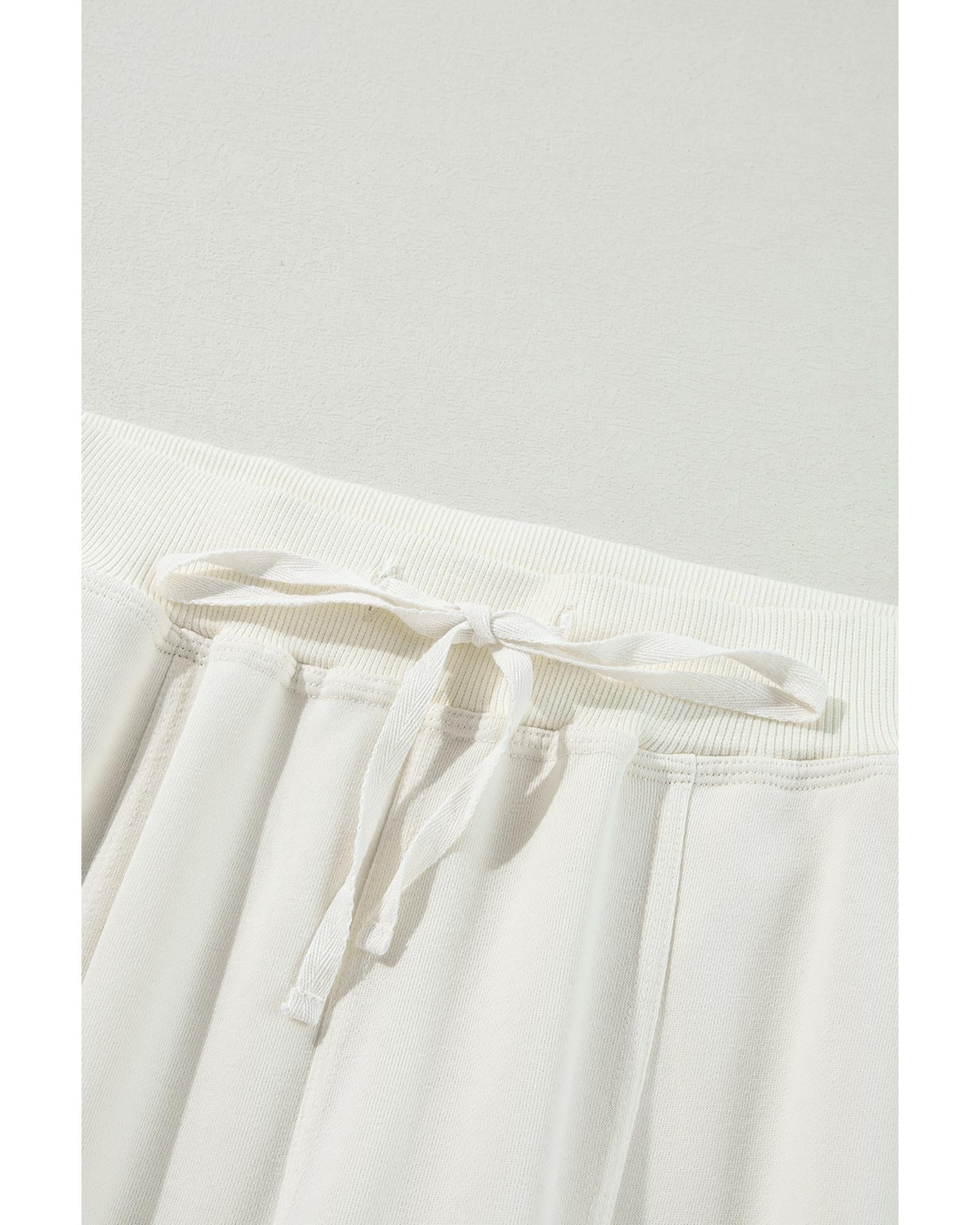 Beige Plain Cargo Pockets High Waist Casual Sweatpants - L