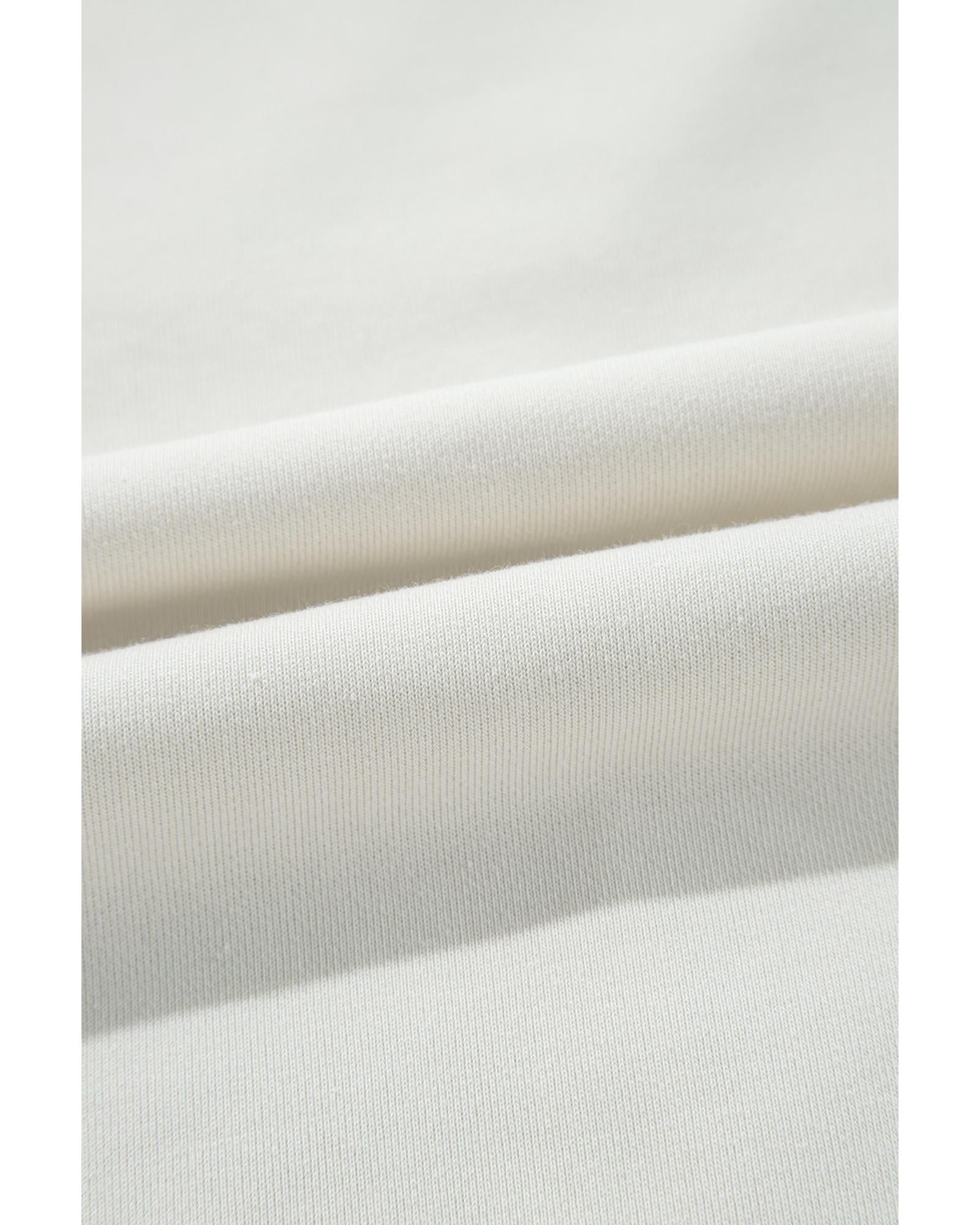 Beige Plain Cargo Pockets High Waist Casual Sweatpants - L