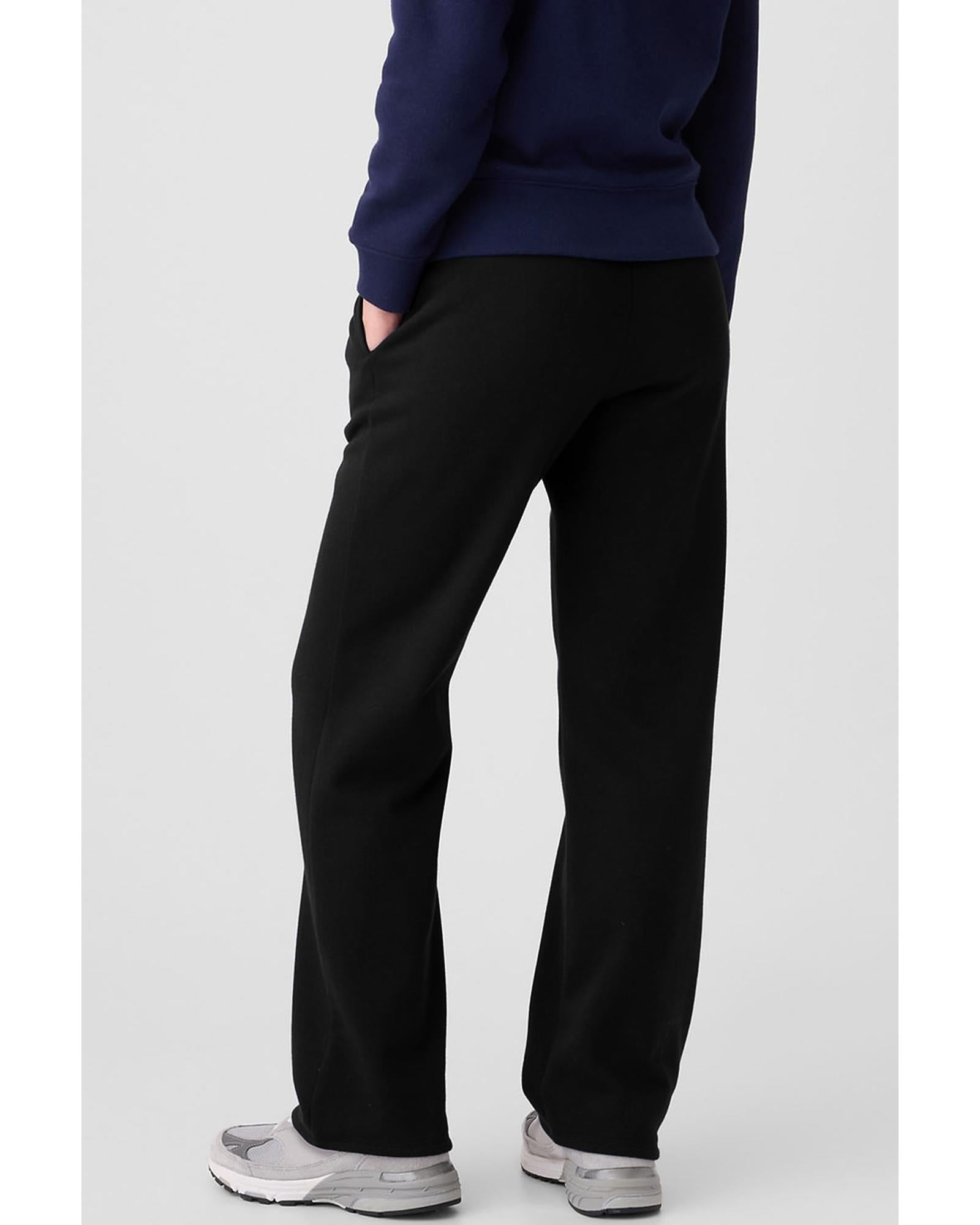 Black Solid Color Fleece Lined Drawstring Waist Casual Pants - XL