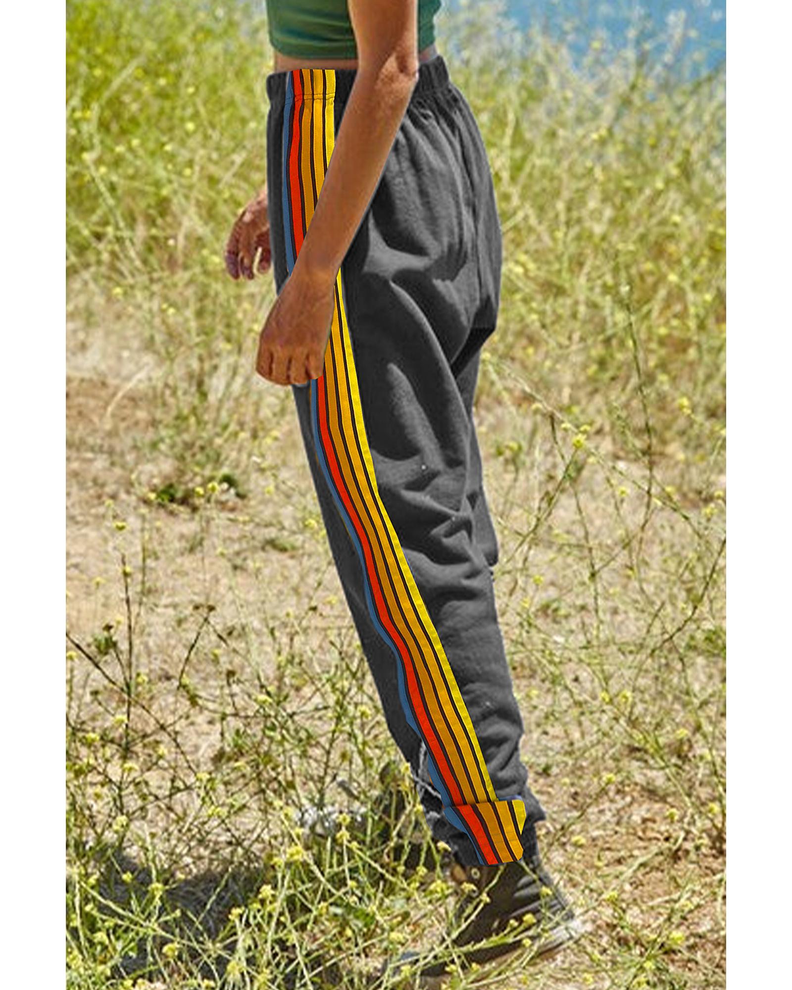 Dark Grey Counting Rainbows High Waist Sweatpants - XL