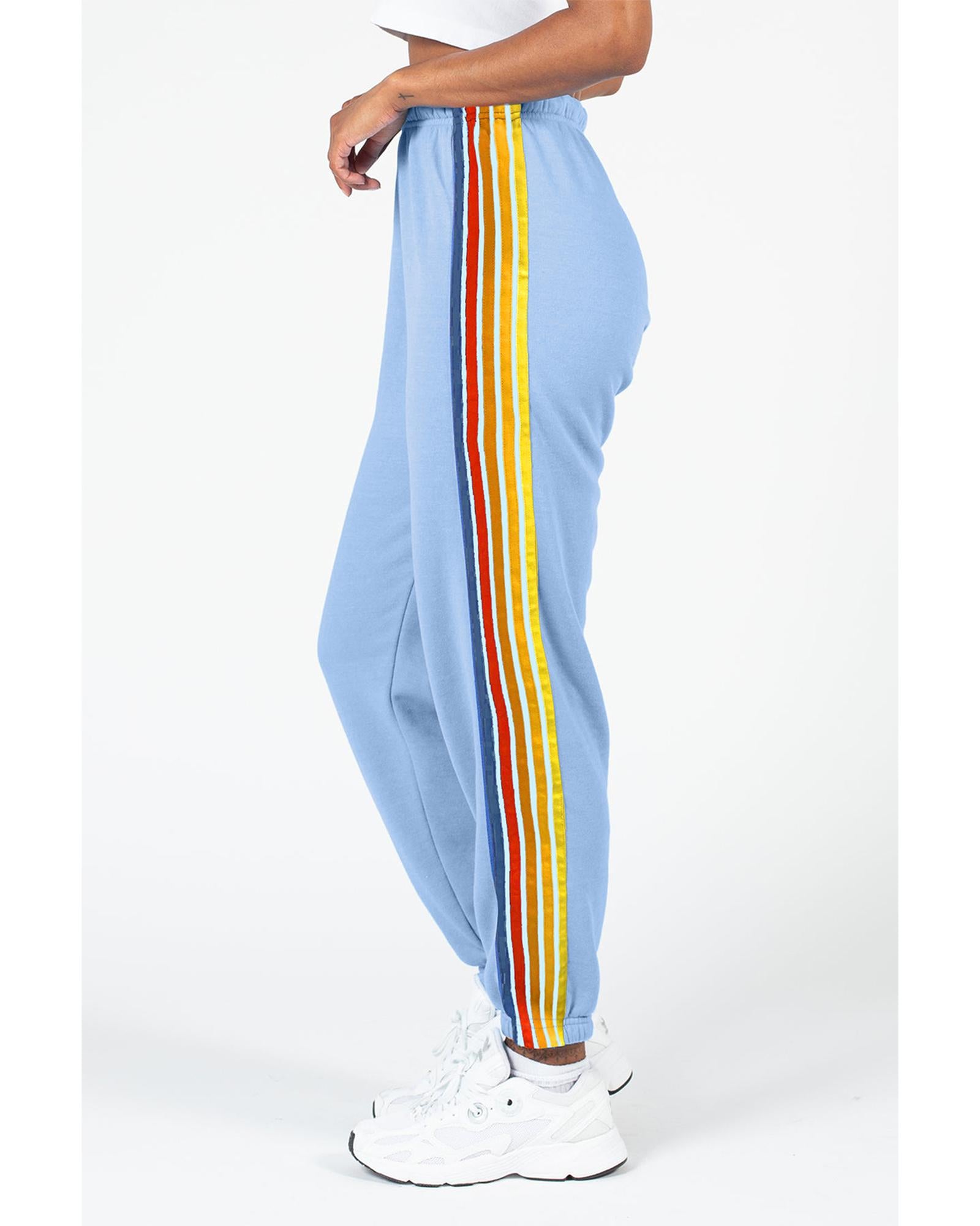 Light Blue Counting Rainbows High Waist Sweatpants - L