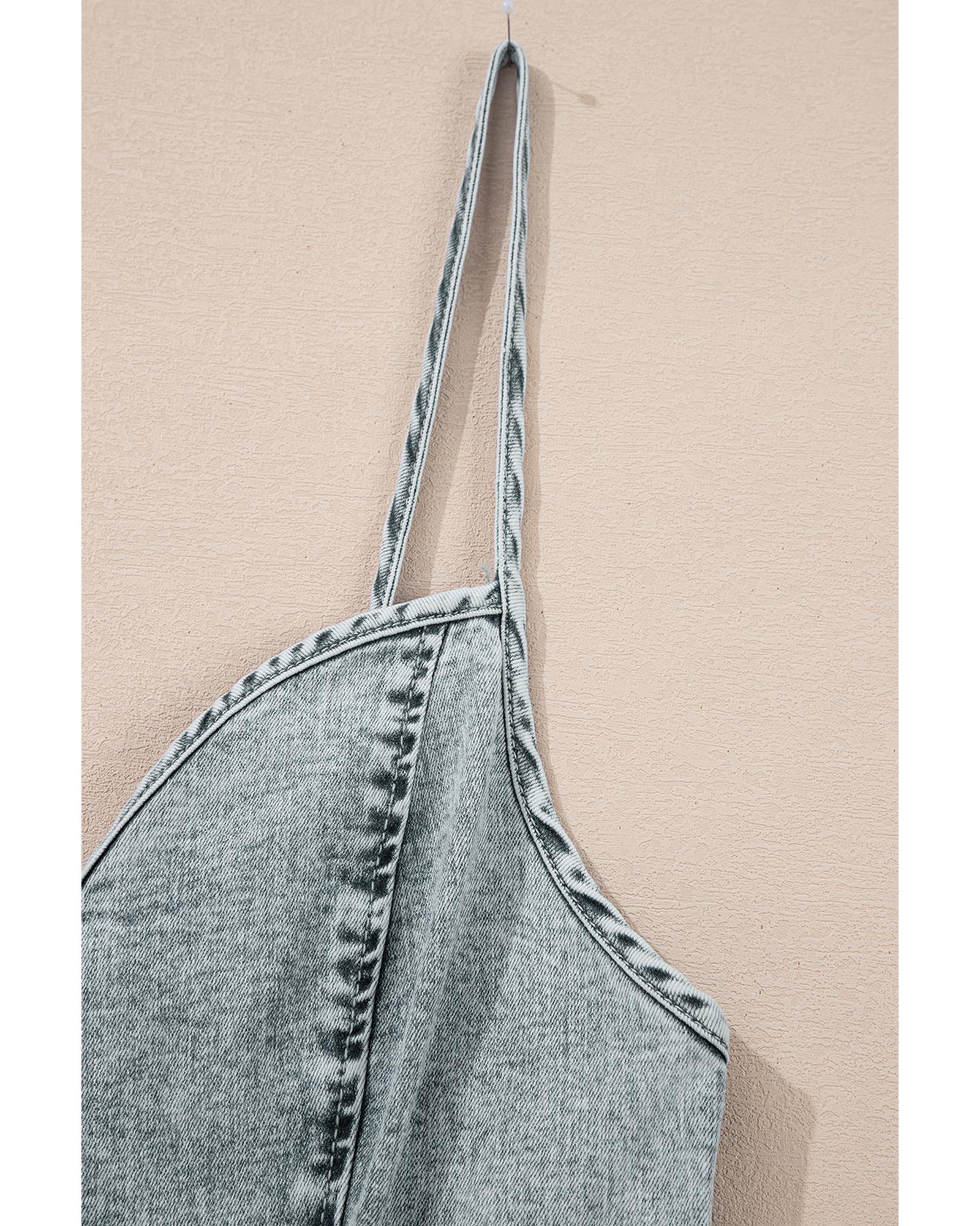Beau Blue Sleeveless V Neck Back Zipped Denim Dress - XL