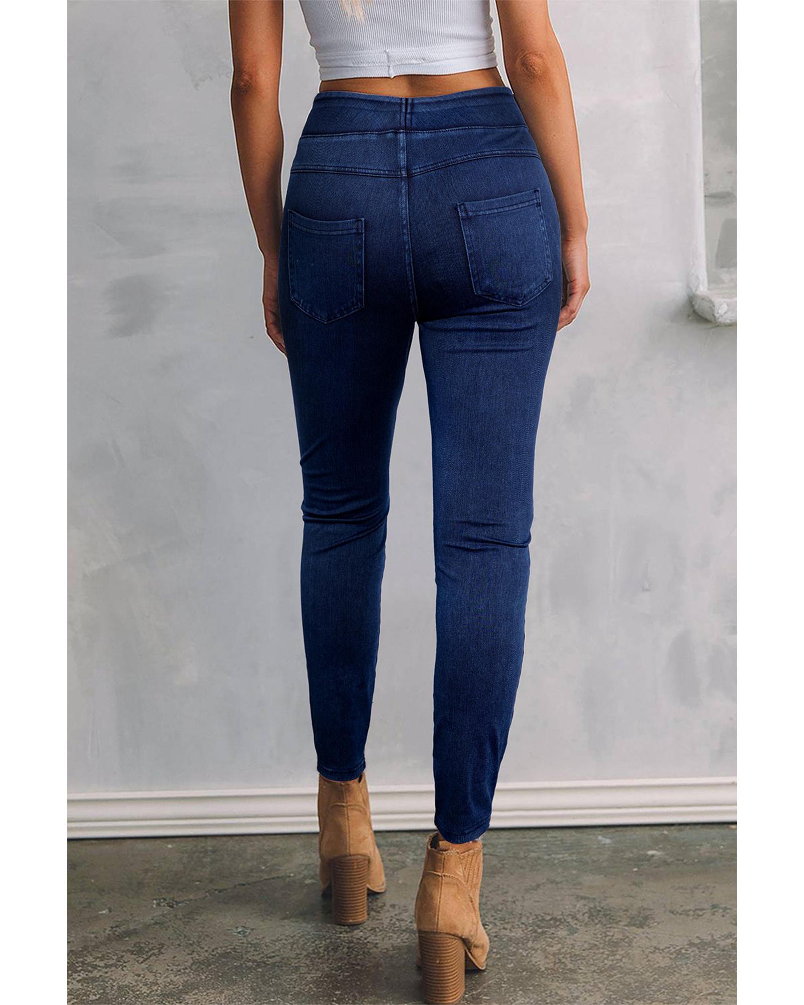 Ashleigh Blue Solid Color High Waist Stretchy Slim Fit Jeggings - S