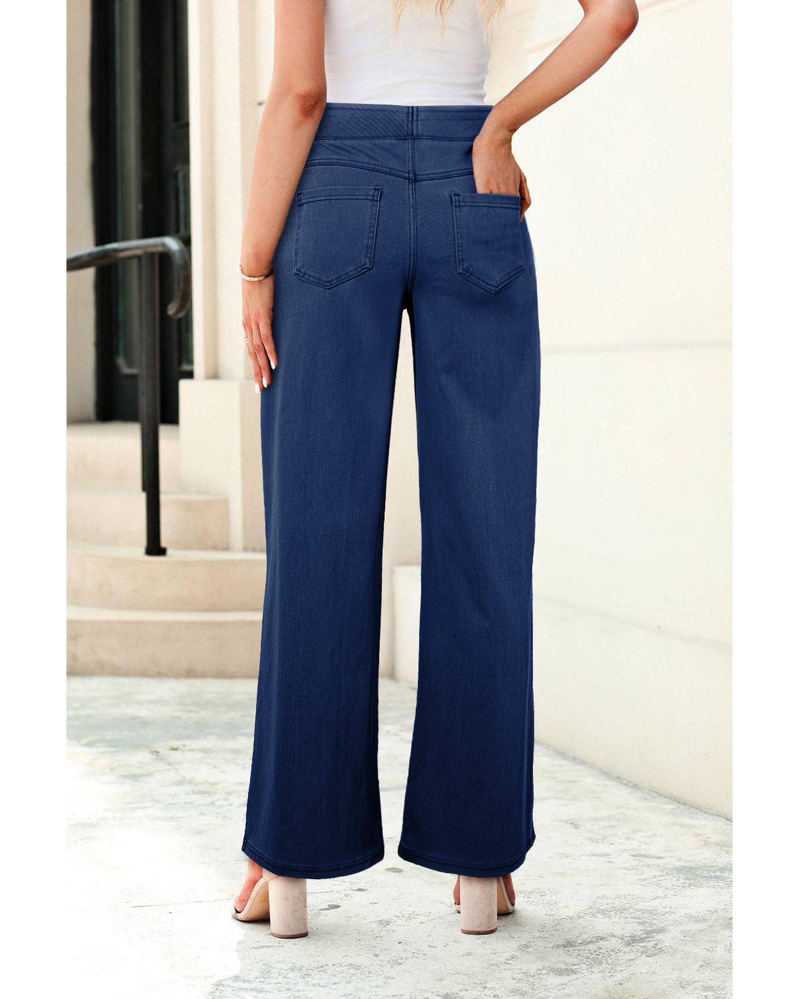 Sail Blue Medium Wash Straight Leg Loose Casual Jeans - L