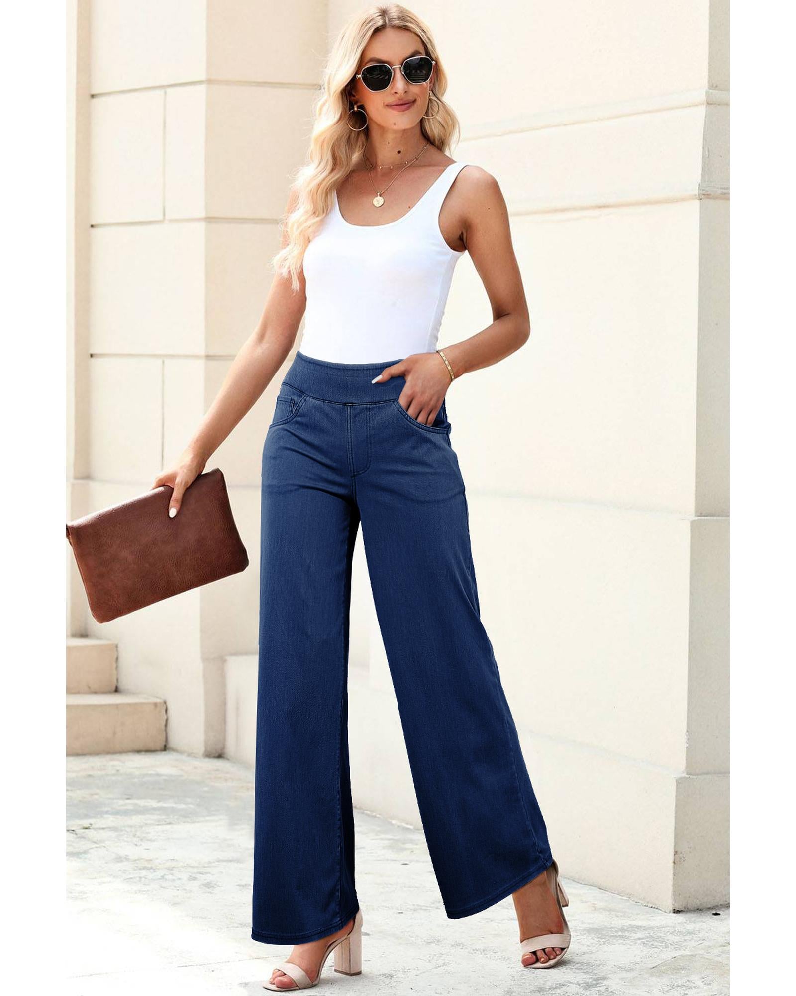 Sail Blue Medium Wash Straight Leg Loose Casual Jeans - M