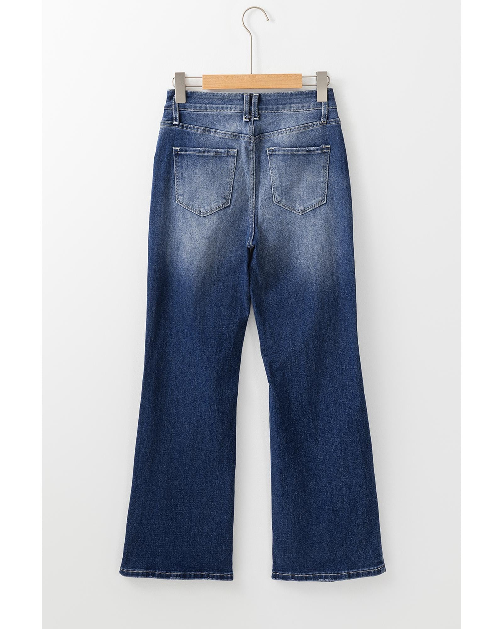 Dusk Blue Mineral Wash High Rise Ripped Jeans - 10 US