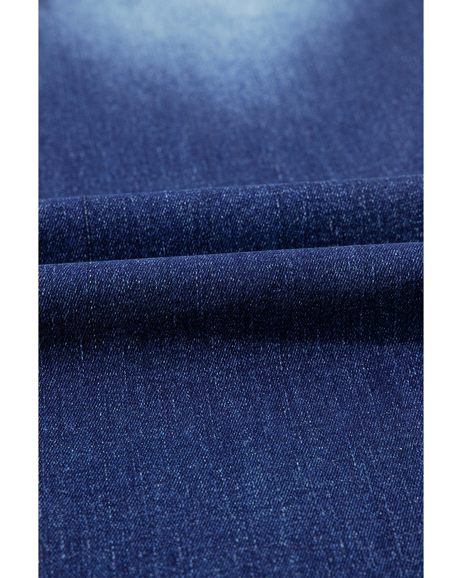 Sail Blue High Rise Dual Button Distressed Raw Hem Flared Jeans - 8 US