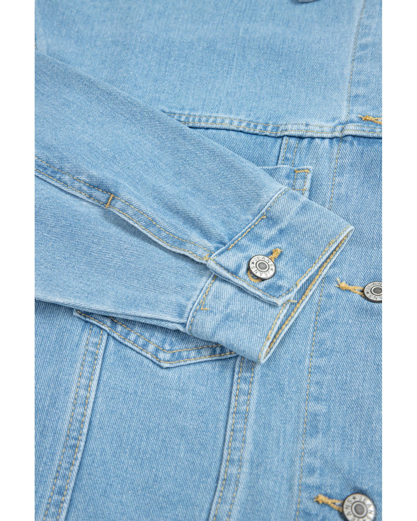 Dark Blue Washed Oversize Pocketed Denim Jacket - L