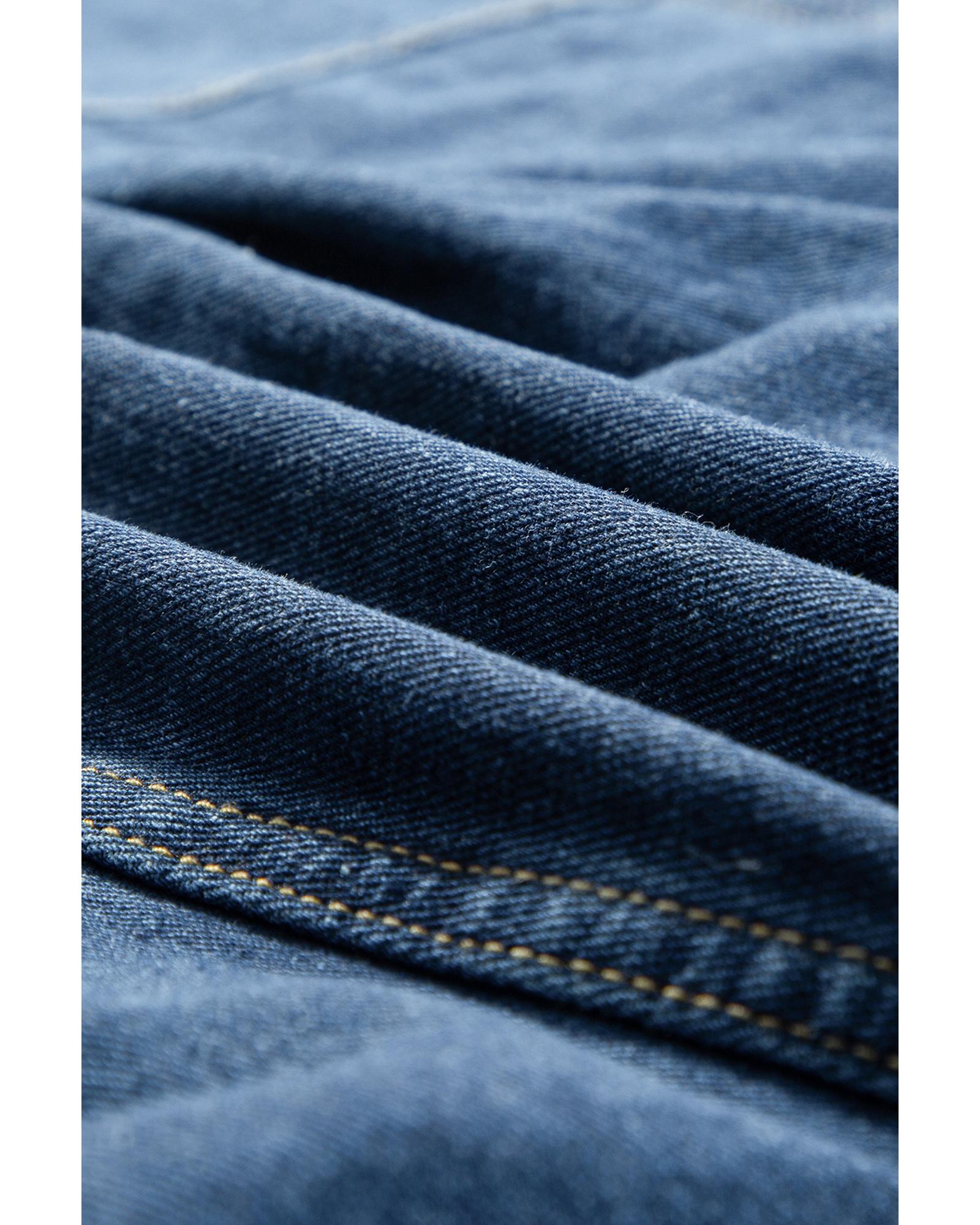 Dark Blue Washed Oversize Pocketed Denim Jacket - M